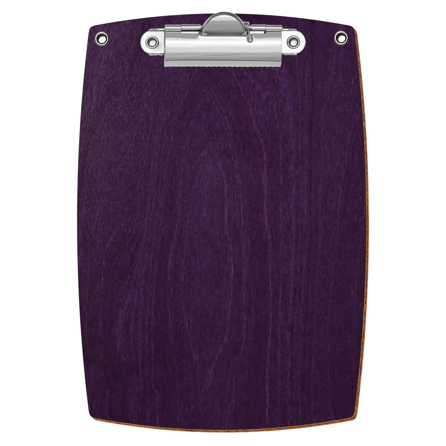 Bütic Holz-Klemmbrett konvex lila mit Aufhängeösen in A6 hochkant mit silberner Zahnklemme