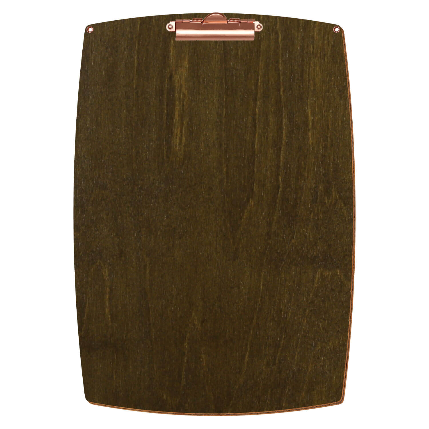Bütic Holz-Klemmbrett konvex in der Farbe Haselnuss mit Aufhängeösen in A3 hochkant mit roségoldener Zahnklemme