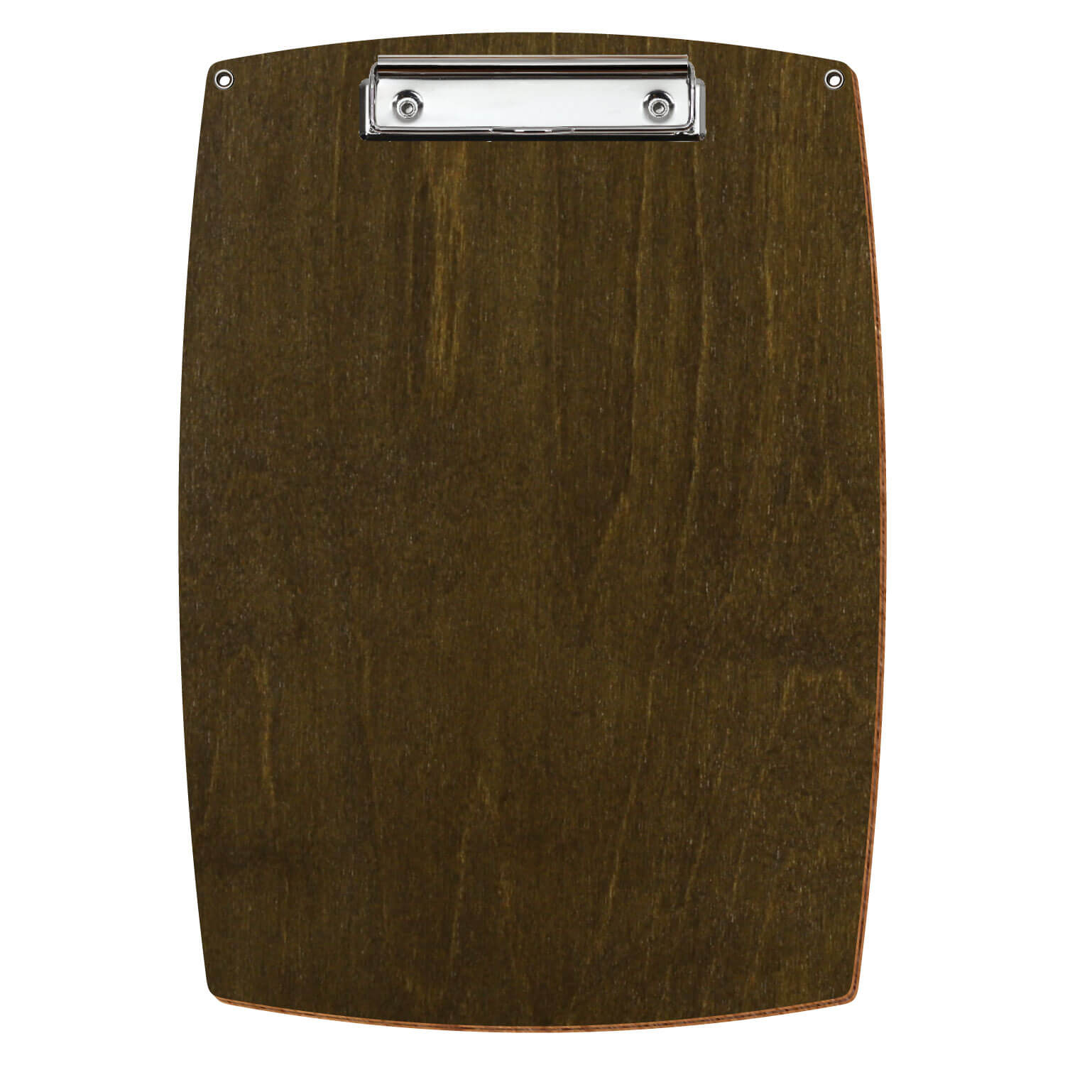 Bütic Holz-Klemmbrett konvex in der Farbe Haselnuss mit Aufhängeösen in A4 hochkant mit silberner Bügelklemme