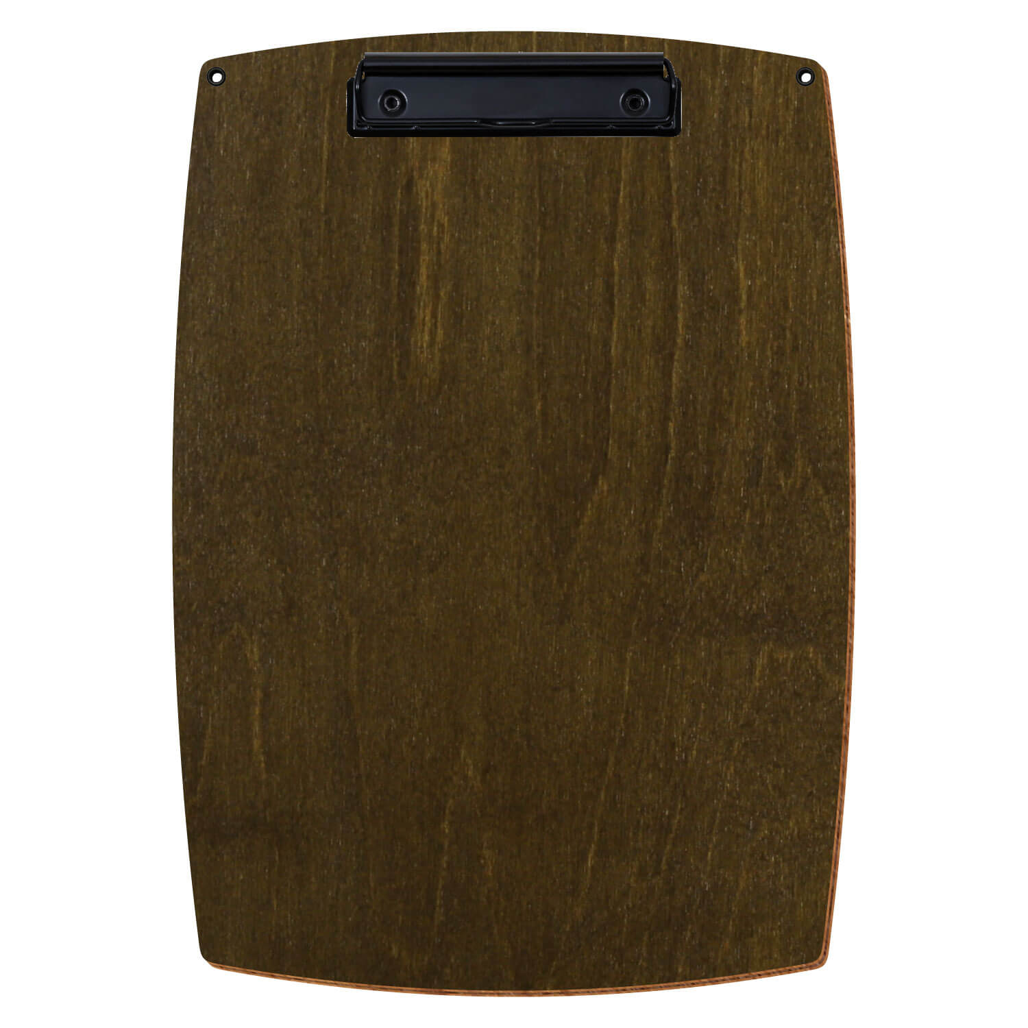 Bütic Holz-Klemmbrett konvex in der Farbe Haselnuss mit Aufhängeösen in A4 hochkant mit schwarzer Bügelklemme