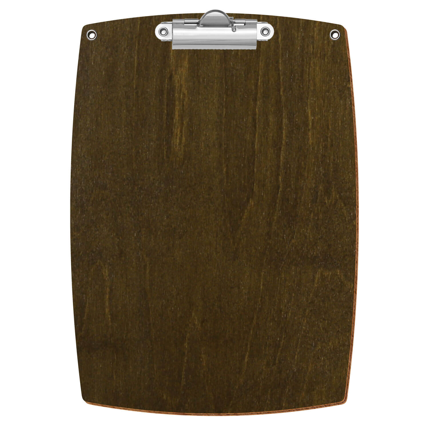 Bütic Holz-Klemmbrett konvex in der Farbe Haselnuss mit Aufhängeösen in A5 hochkant mit silberner Zahnklemme