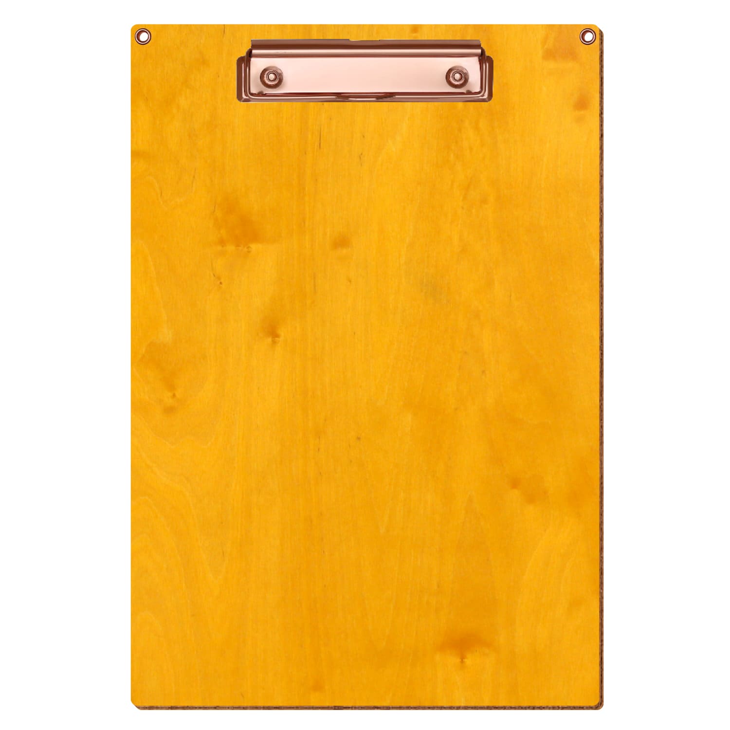 Klemmbrett Standardform Zitronengelb mit 2 Ösen A4 hochkant Bügelklemme roségold