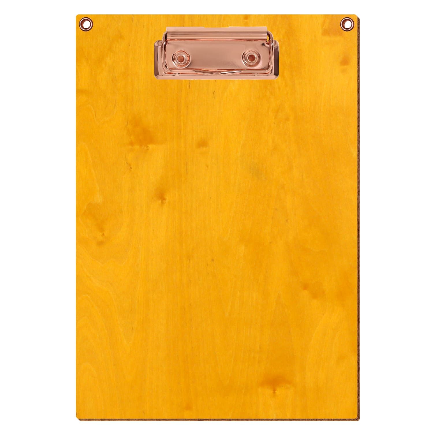 Klemmbrett Standardform Zitronengelb mit 2 Ösen A5 hochkant Bügelklemme roségold