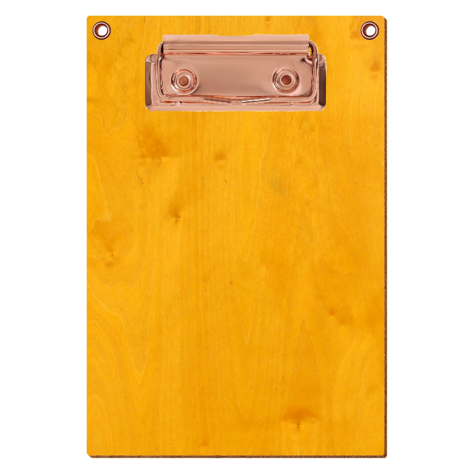 Klemmbrett Standardform Zitronengelb mit 2 Ösen A6 hochkant Bügelklemme roségold