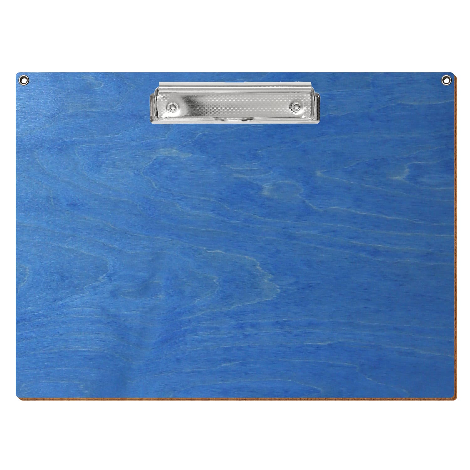 Klemmbrett Standardform Kornblumenblau mit 2 Ösen A4 querkant Bügelklemme silber carbon