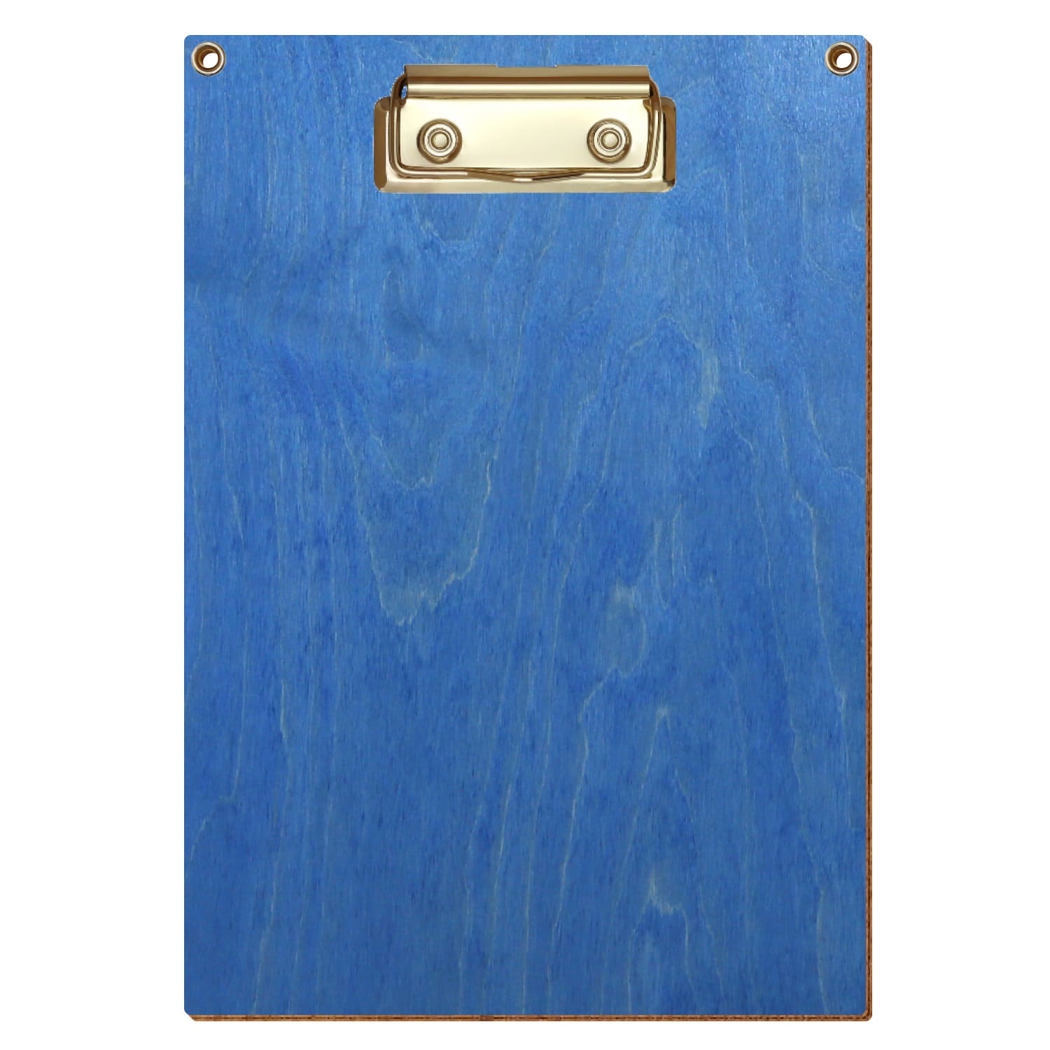 Klemmbrett Standardform Kornblumenblau mit 2 Ösen A5 hochkant Bügelklemme gold