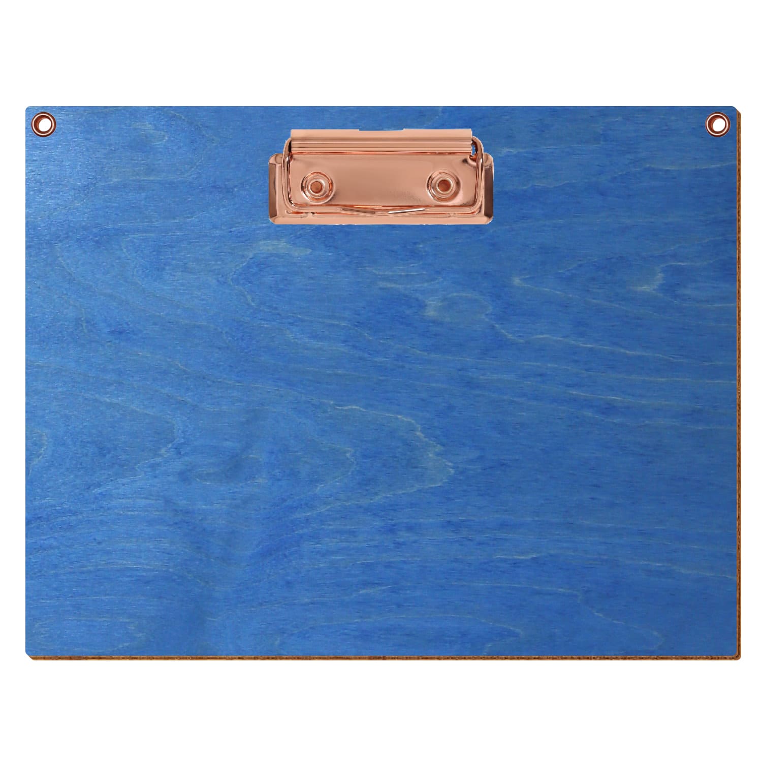 Klemmbrett Standardform Kornblumenblau mit 2 Ösen A5 querkant Bügelklemme roségold