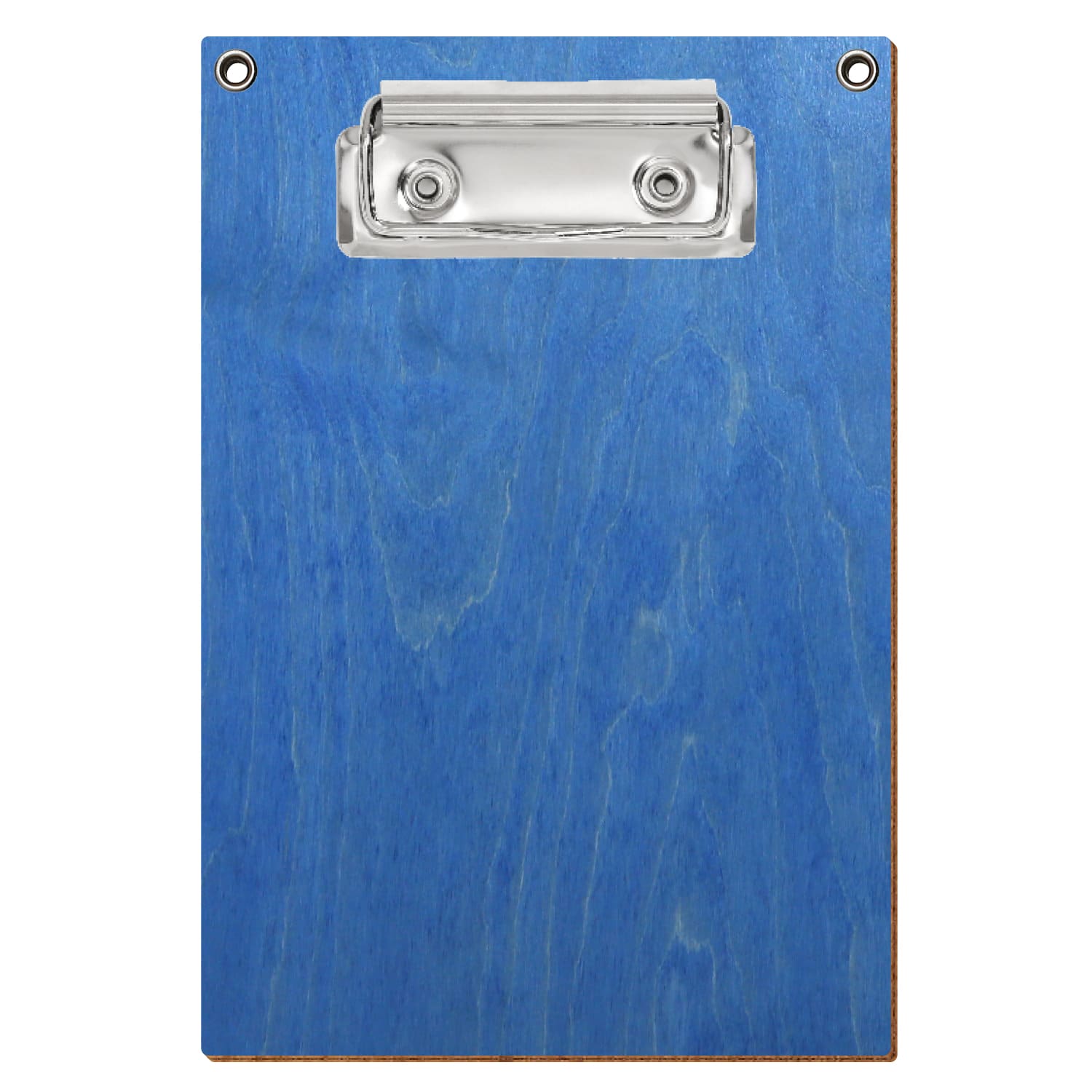 Klemmbrett Standardform Kornblumenblau mit 2 Ösen A6 hochkant Bügelklemme silber