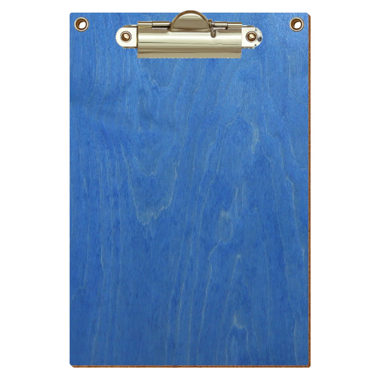 Klemmbrett Standardform Kornblumenblau mit 2 Ösen A6 hochkant Zahnklemme gold