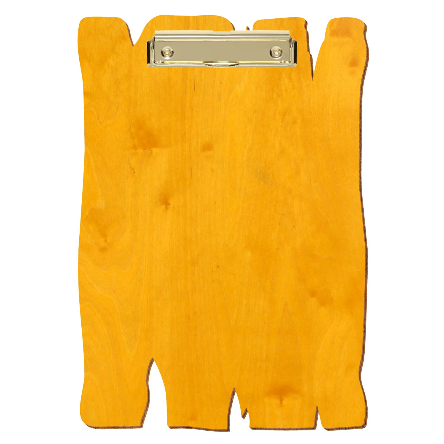 Klemmbrett Holzbrettform Zitronengelb A4 hochkant Bügelklemme gold