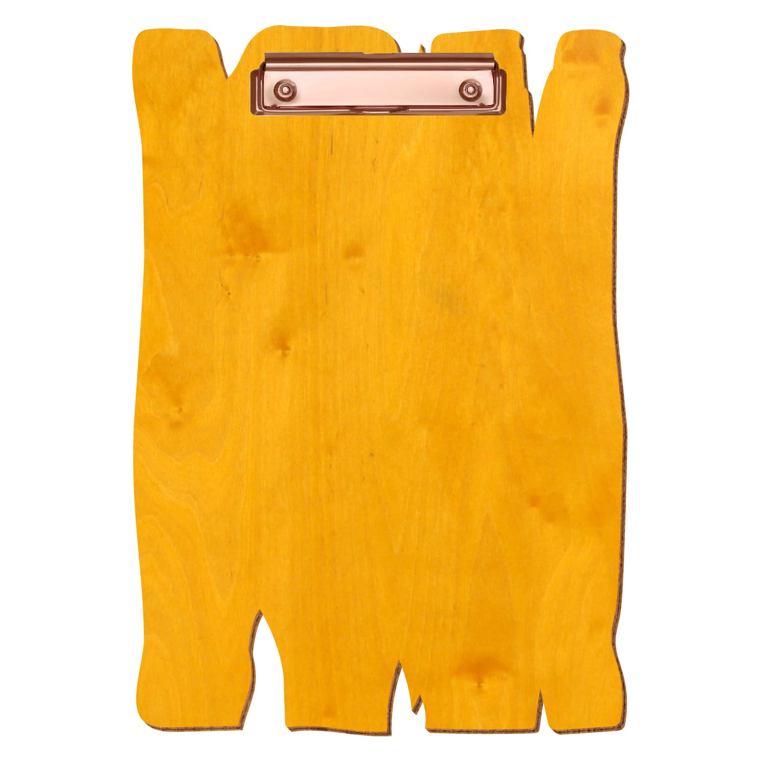 Klemmbrett Holzbrettform Zitronengelb A4 hochkant Bügelklemme roségold