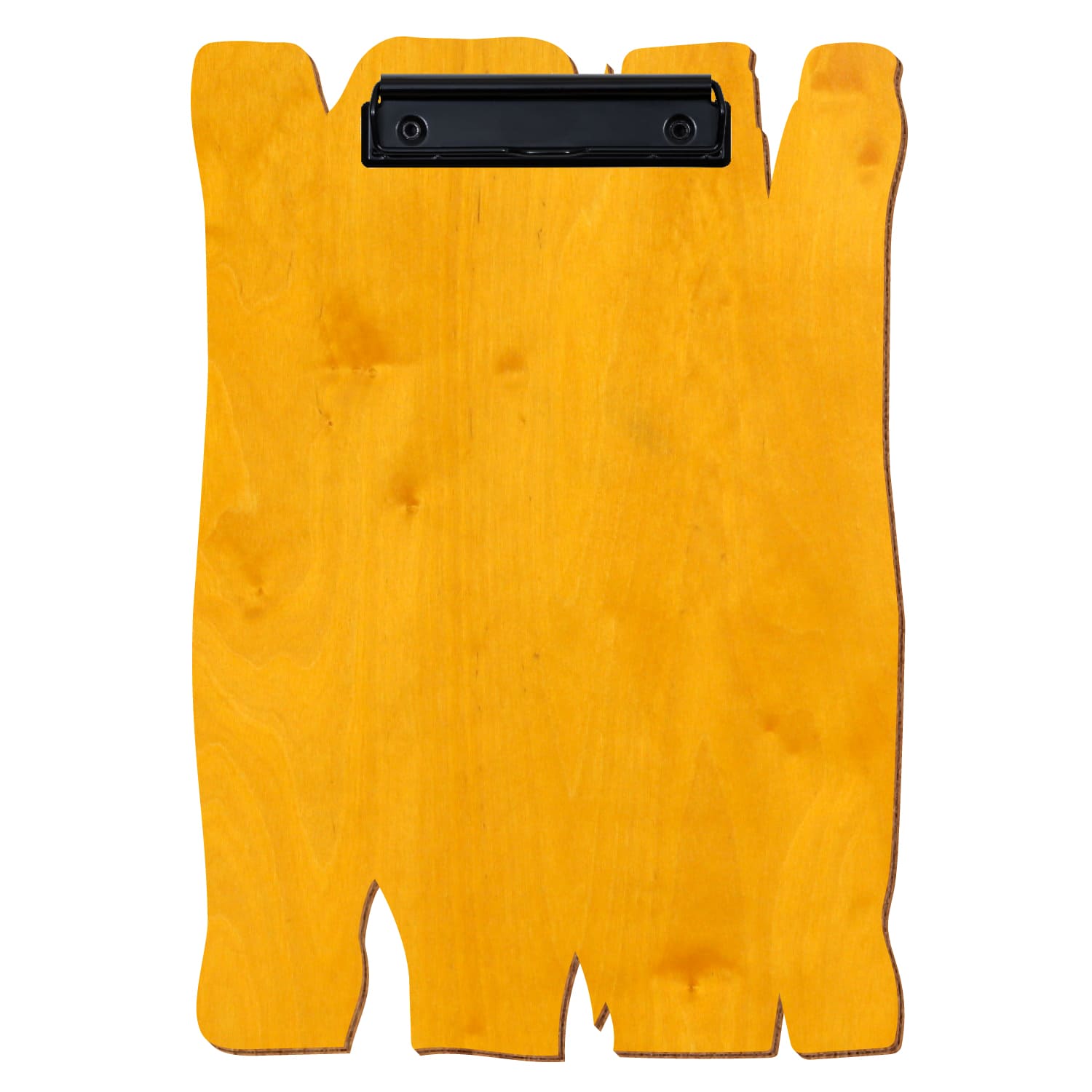 Klemmbrett Holzbrettform Zitronengelb A4 hochkant Bügelklemme schwarz