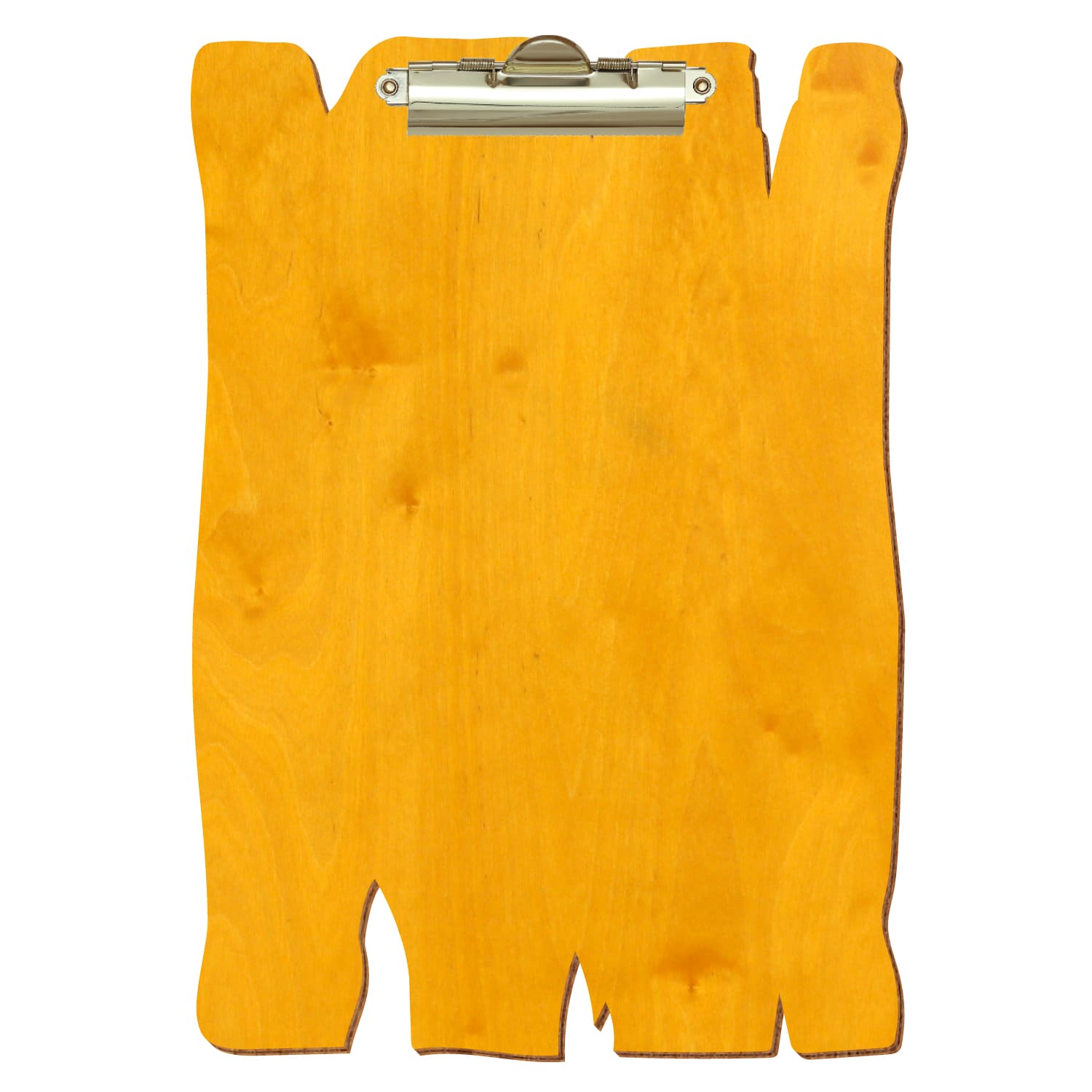 Klemmbrett Holzbrettform Zitronengelb A4 hochkant Zahnklemme gold