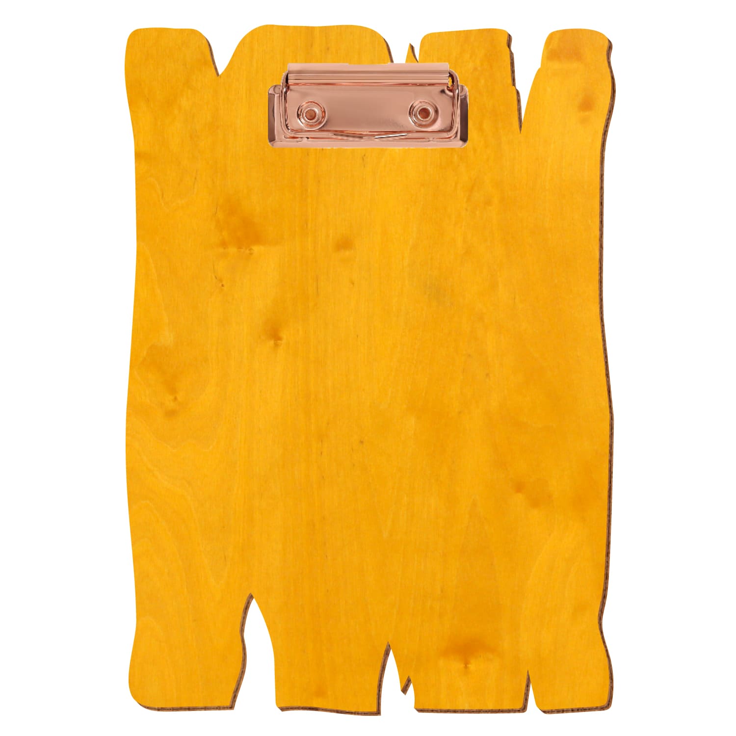 Klemmbrett Holzbrettform Zitronengelb A5 hochkant Bügelklemme roségold