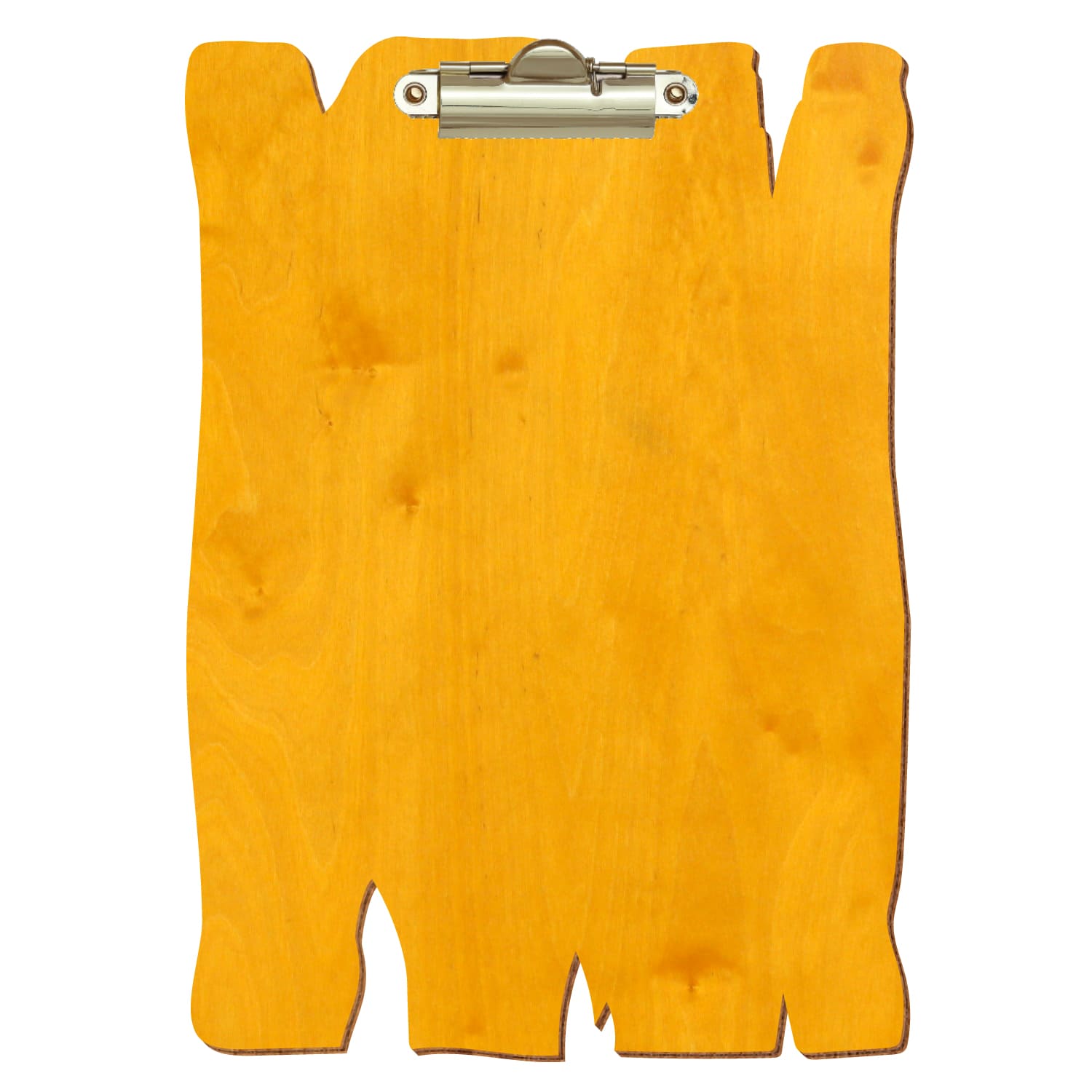 Klemmbrett Holzbrettform Zitronengelb A5 hochkant Zahnklemme gold