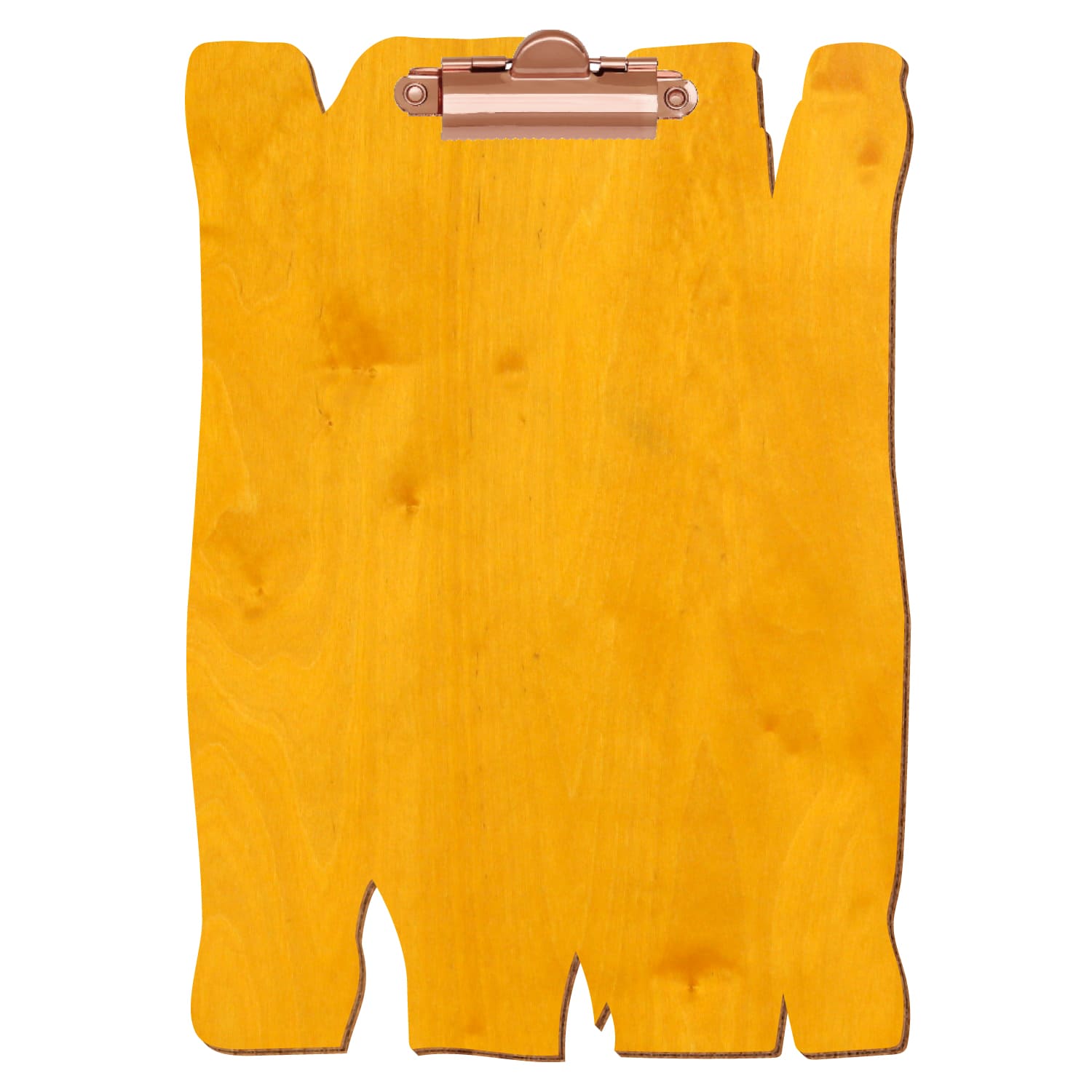 Klemmbrett Holzbrettform Zitronengelb A5 hochkant Zahnklemme roségold