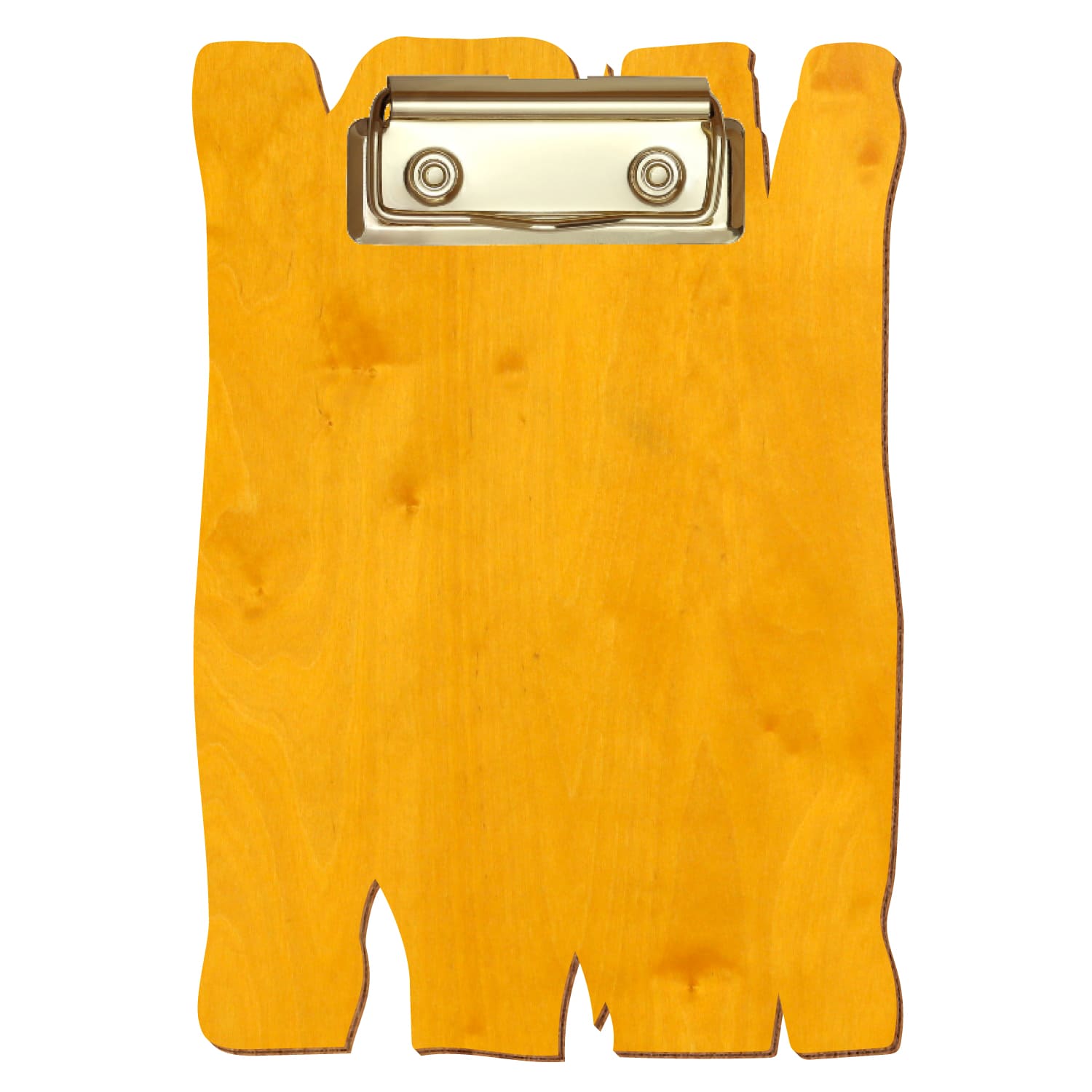 Klemmbrett Holzbrettform Zitronengelb A6 hochkant Bügelklemme gold