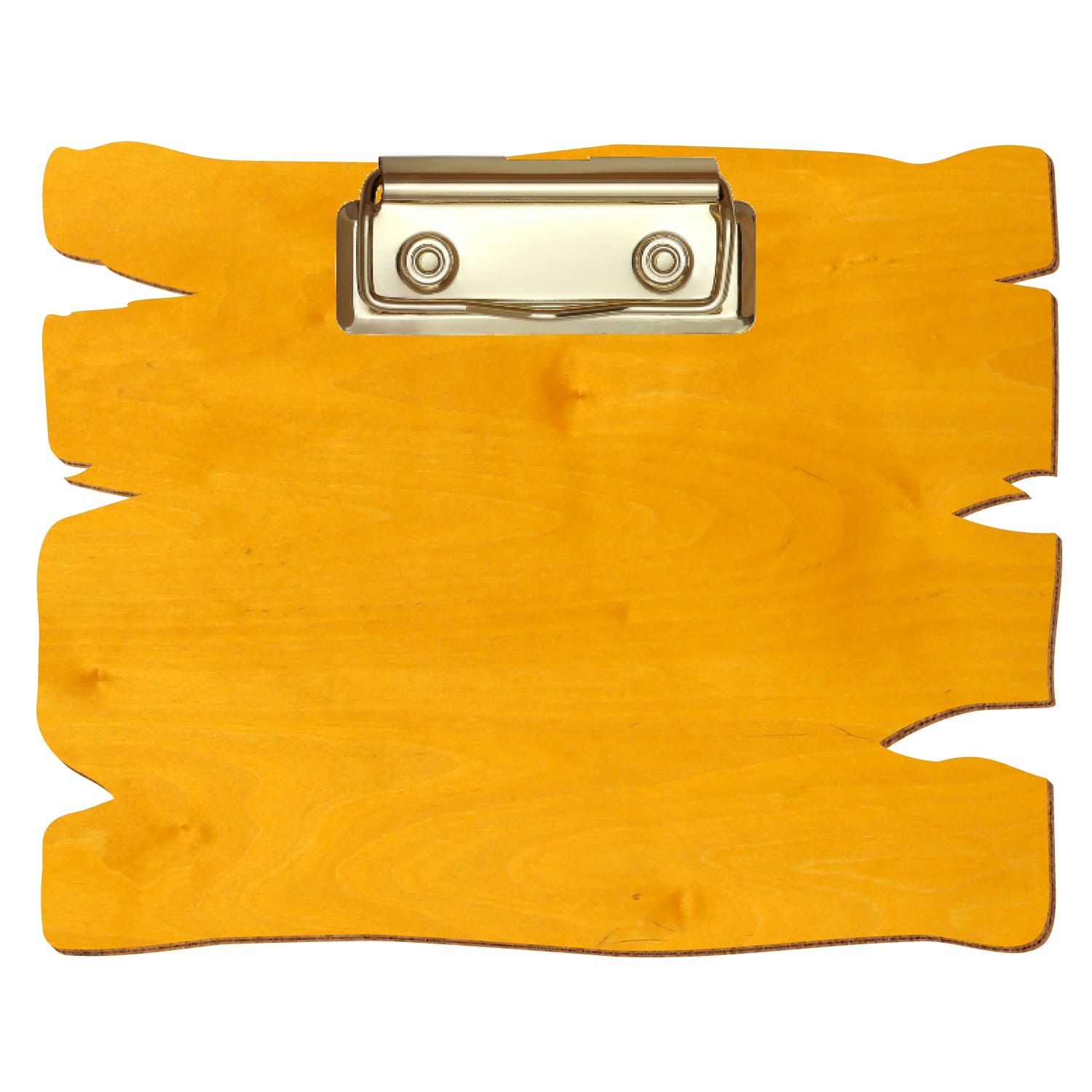 Klemmbrett Holzbrettform Zitronengelb A6 querkant Bügelklemme gold