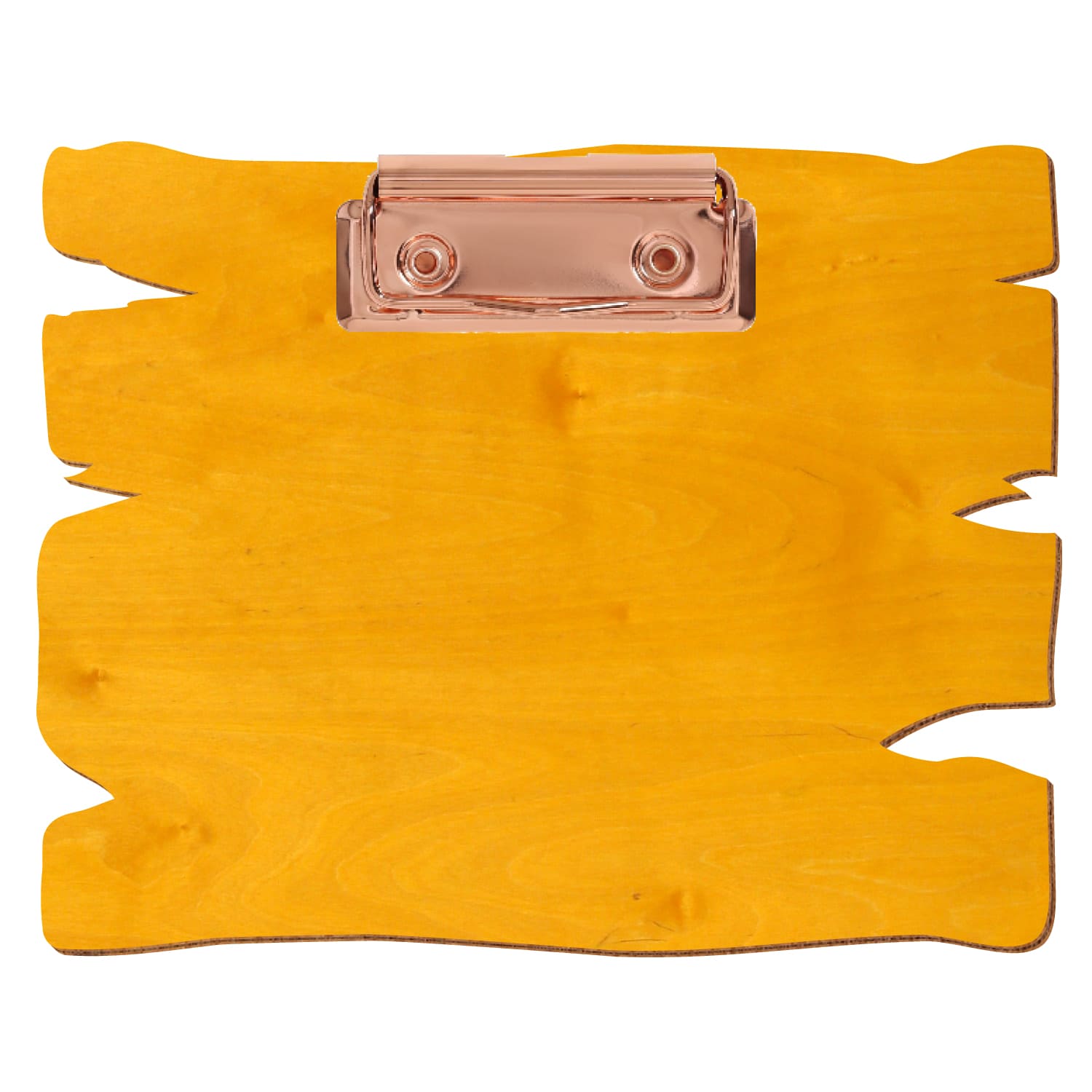 Klemmbrett Holzbrettform Zitronengelb A6 querkant Bügelklemme roségold