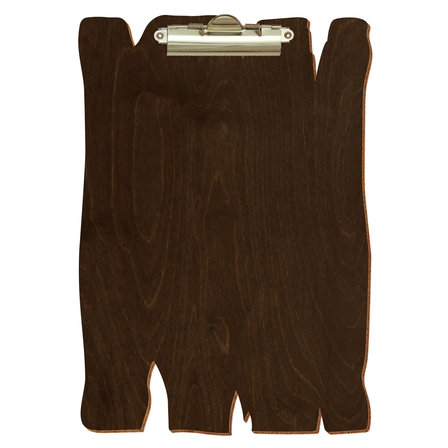 Klemmbrett Holzbrettform Walnuss A4 hochkant Zahnklemme gold