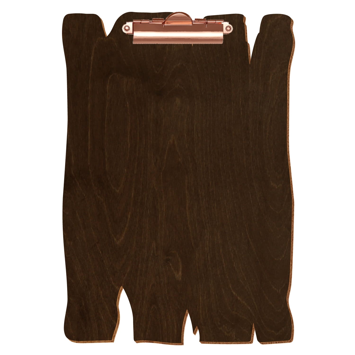 Klemmbrett Holzbrettform Walnuss A4 hochkant Zahnklemme roségold