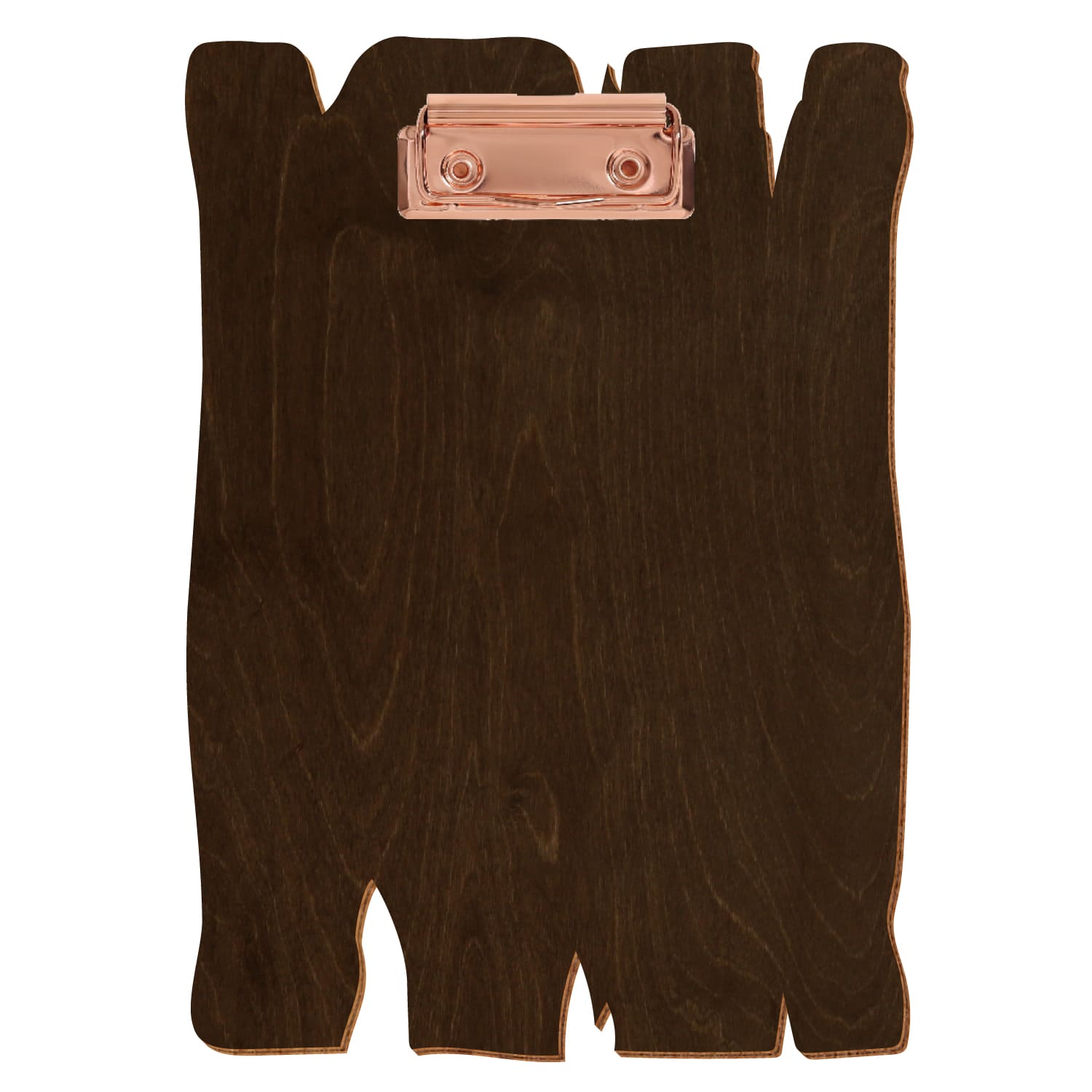 Klemmbrett Holzbrettform Walnuss A5 hochkant Bügelklemme roségold
