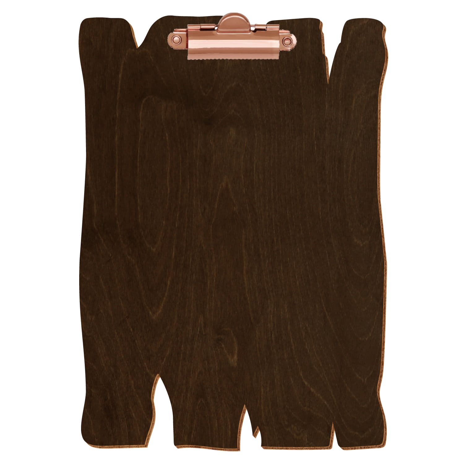 Klemmbrett Holzbrettform Walnuss A5 hochkant Zahnklemme roségold
