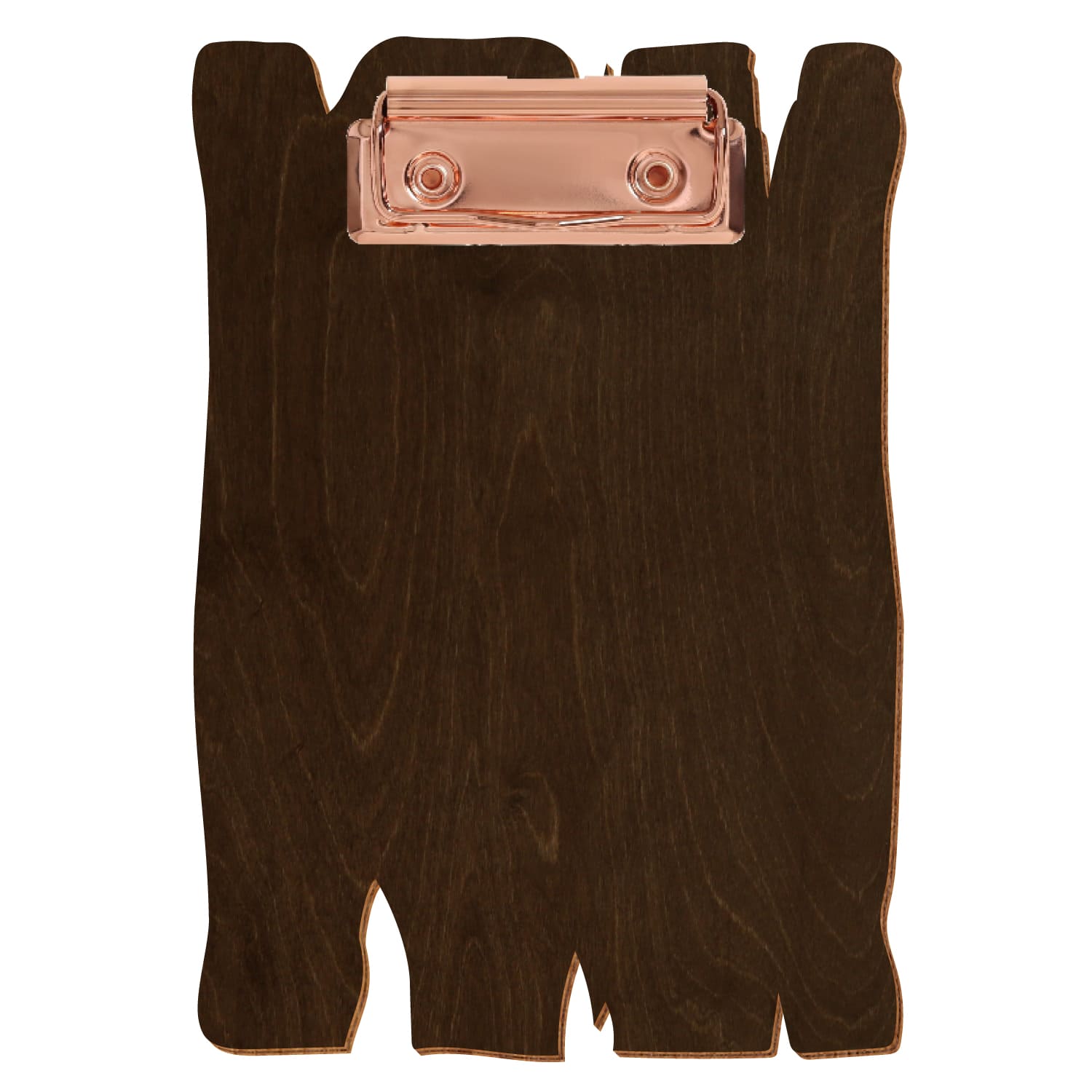 Klemmbrett Holzbrettform Walnuss A6 hochkant Bügelklemme roségold