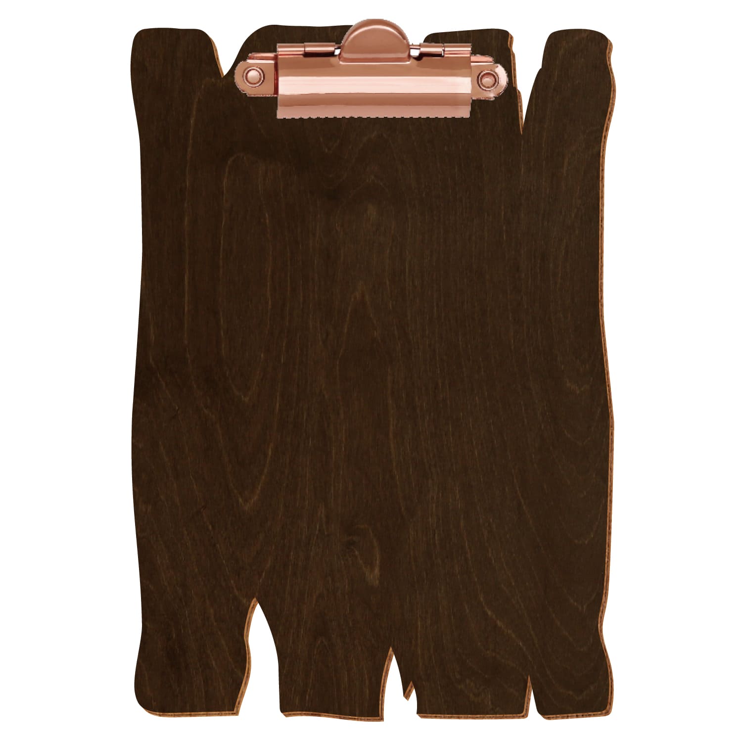 Klemmbrett Holzbrettform Walnuss A6 hochkant Zahnklemme roségold