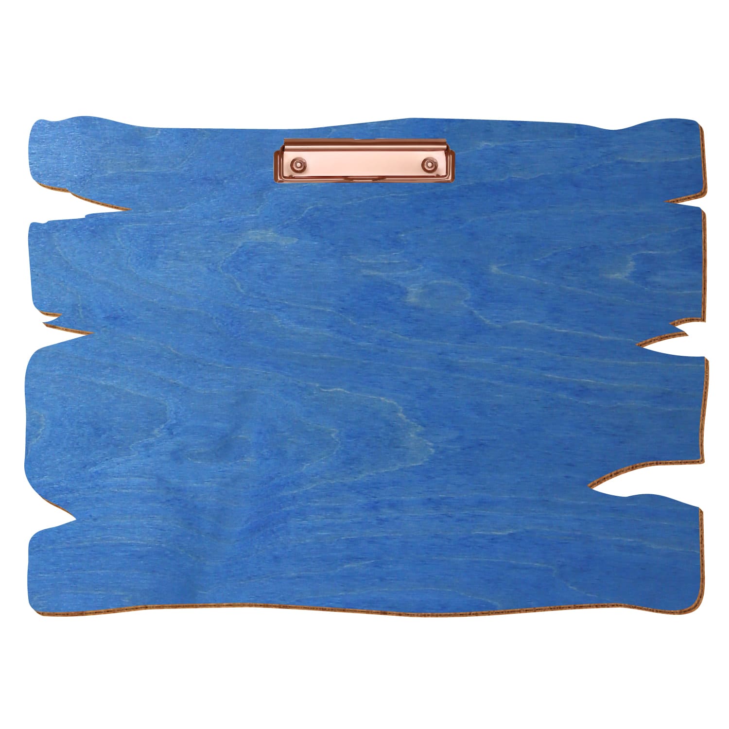 Klemmbrett Holzbrettform Kornblumenblau A3 querkant Bügelklemme roségold