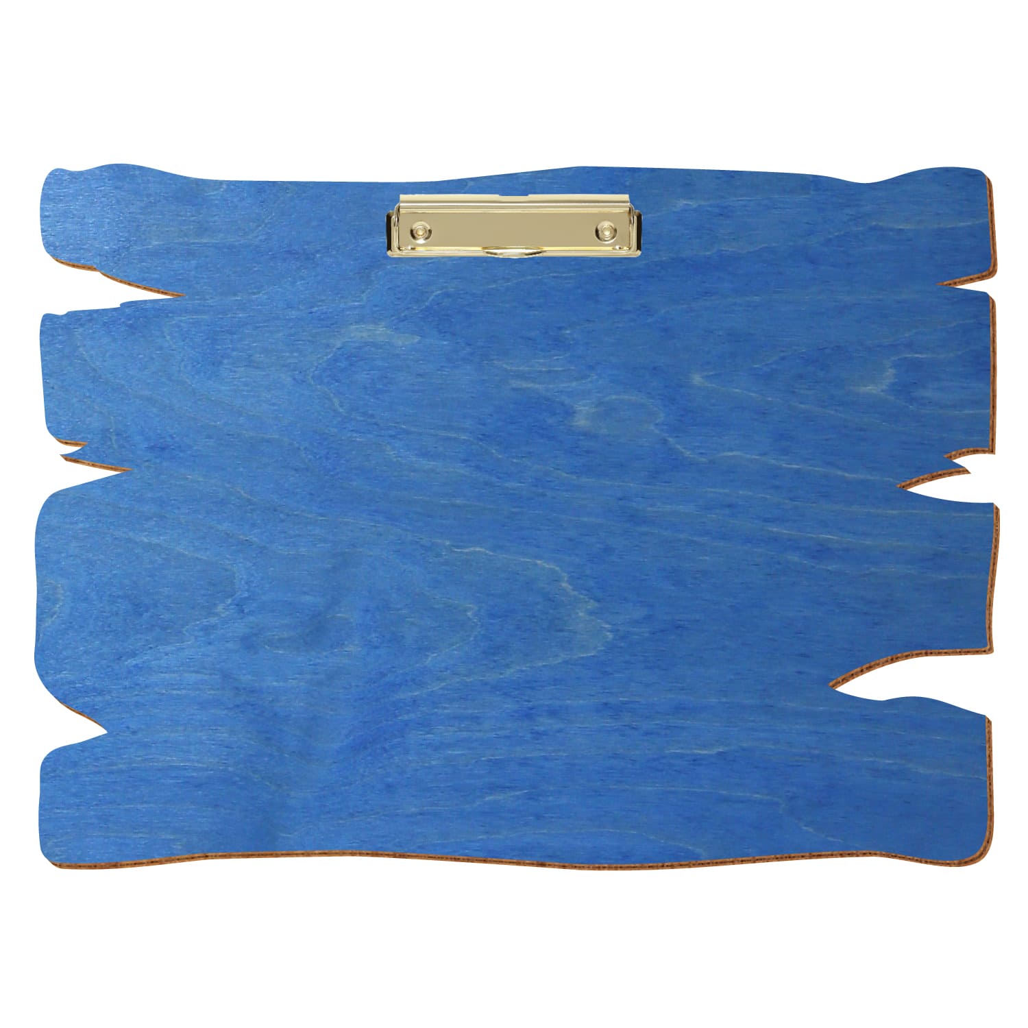 Klemmbrett Holzbrettform Kornblumenblau A3 querkant Bügelklemme gold