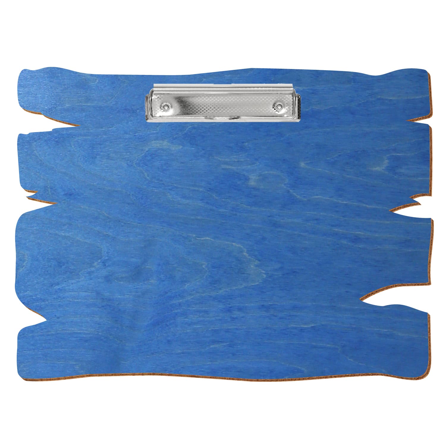 Klemmbrett Holzbrettform Kornblumenblau A4 querkant Bügelklemme silber carbon