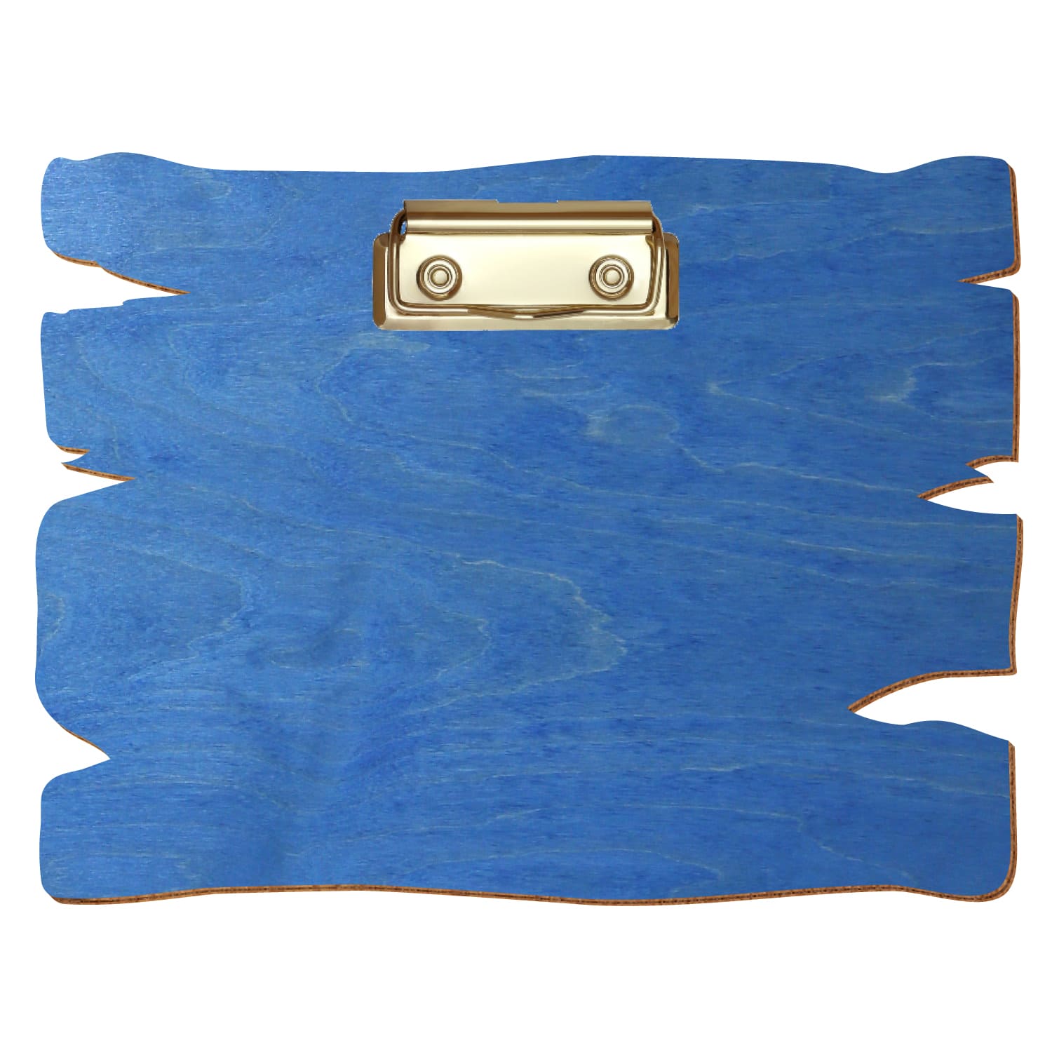 Klemmbrett Holzbrettform Kornblumenblau A5 querkant Bügelklemme gold