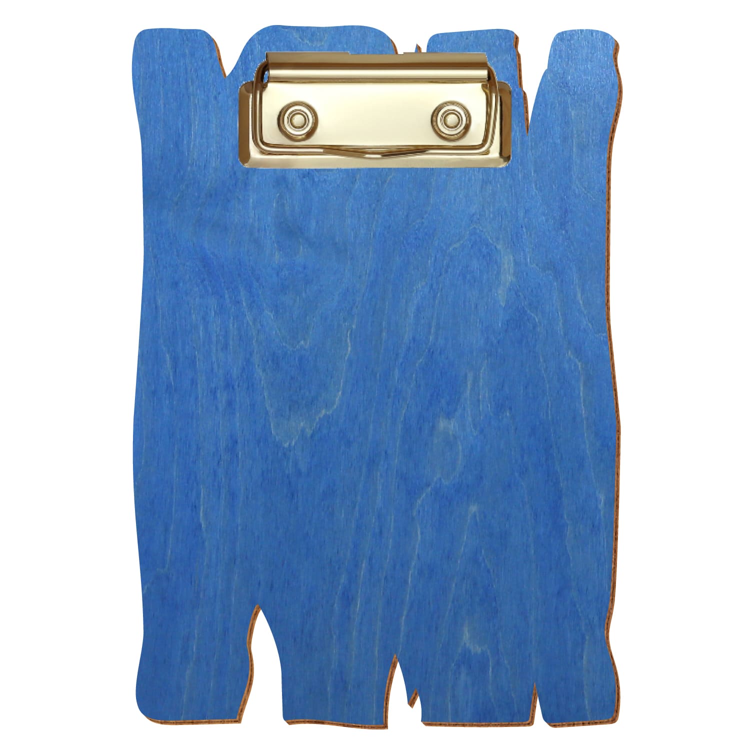 Klemmbrett Holzbrettform Kornblumenblau A6 hochkant Bügelklemme gold