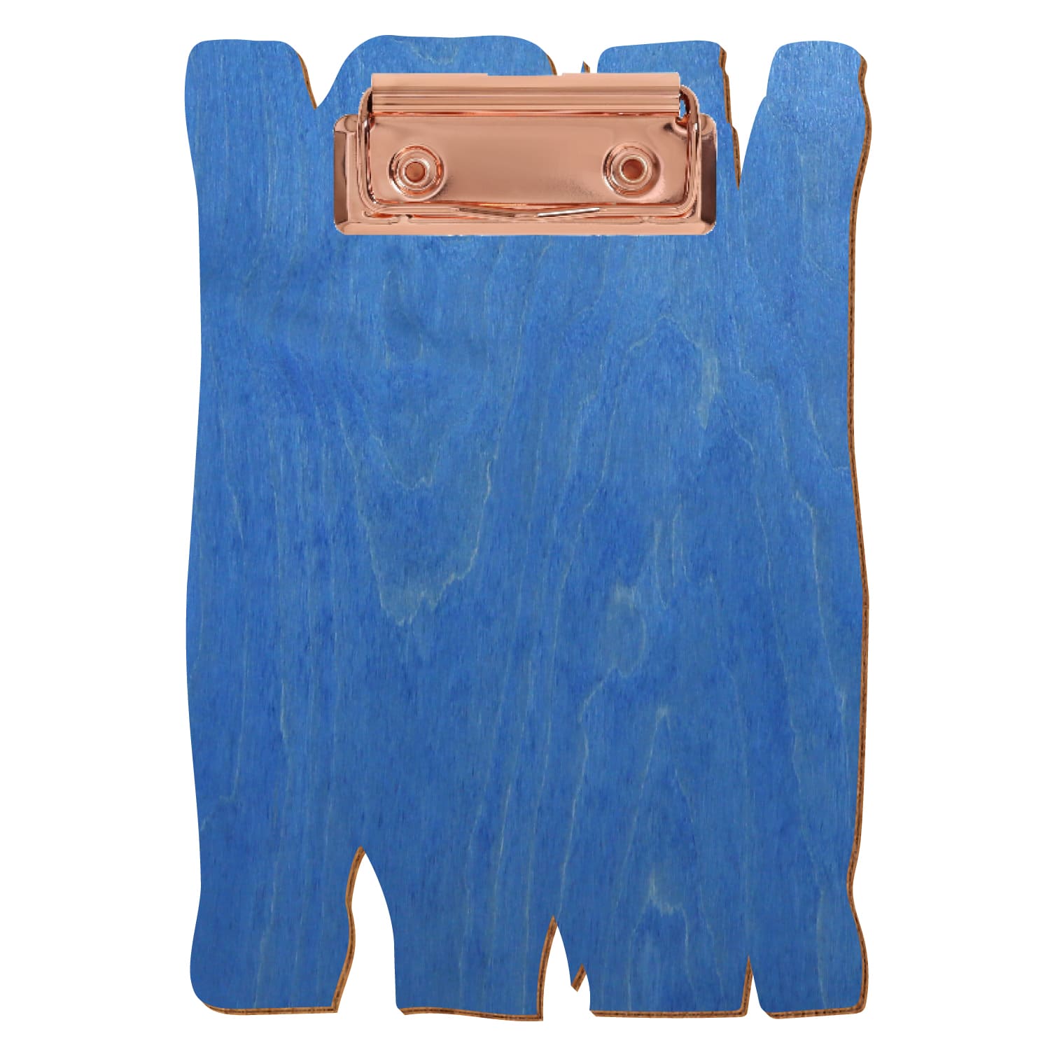 Klemmbrett Holzbrettform Kornblumenblau A6 hochkant Bügelklemme roségold