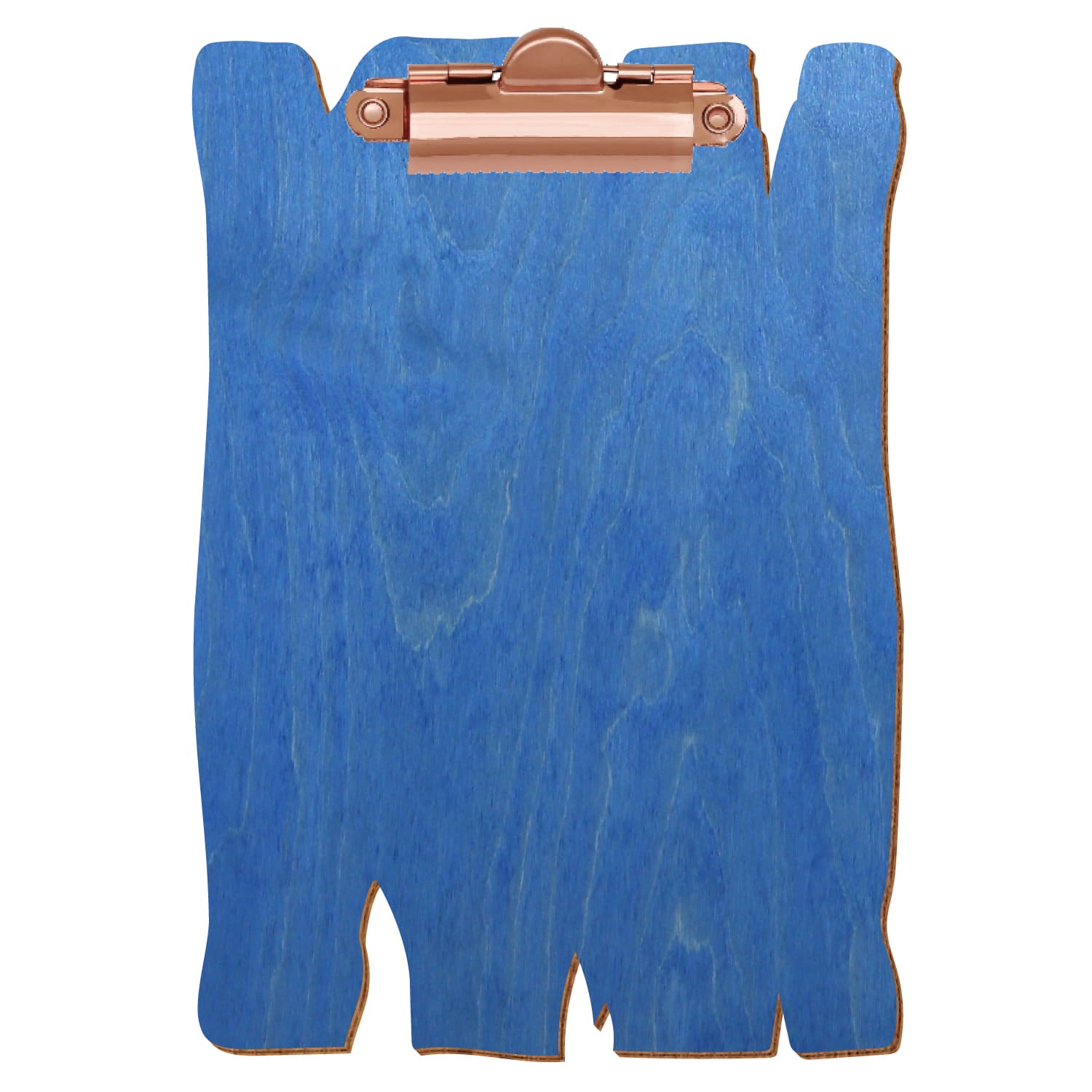 Klemmbrett Holzbrettform Kornblumenblau A6 hochkant Zahnklemme roségold