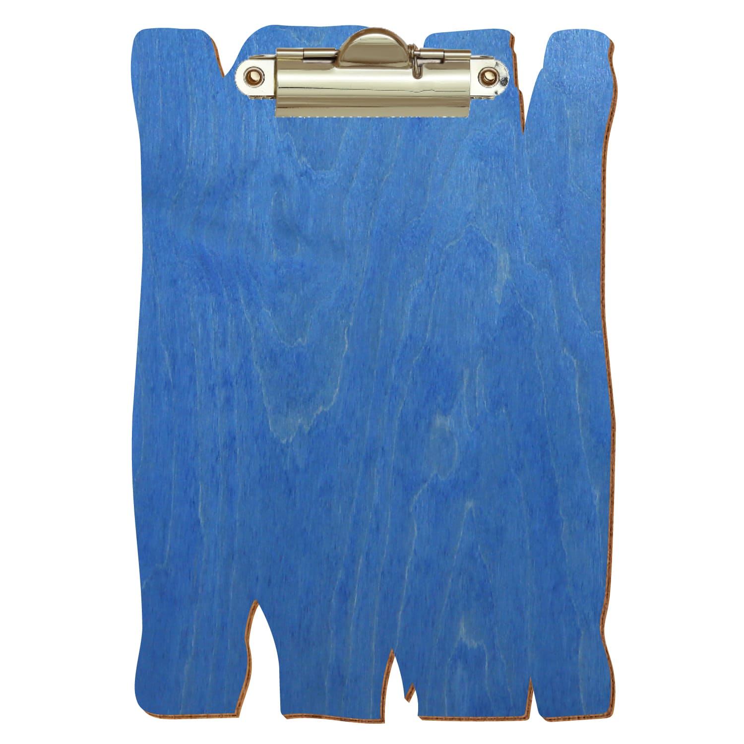 Klemmbrett Holzbrettform Kornblumenblau A6 hochkant Zahnklemme gold
