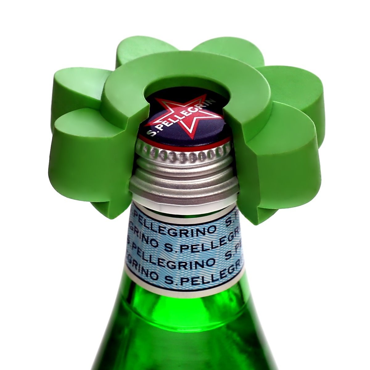 Flaschenöffner Blume Aufschraubhilfe Grün mit Flasche
