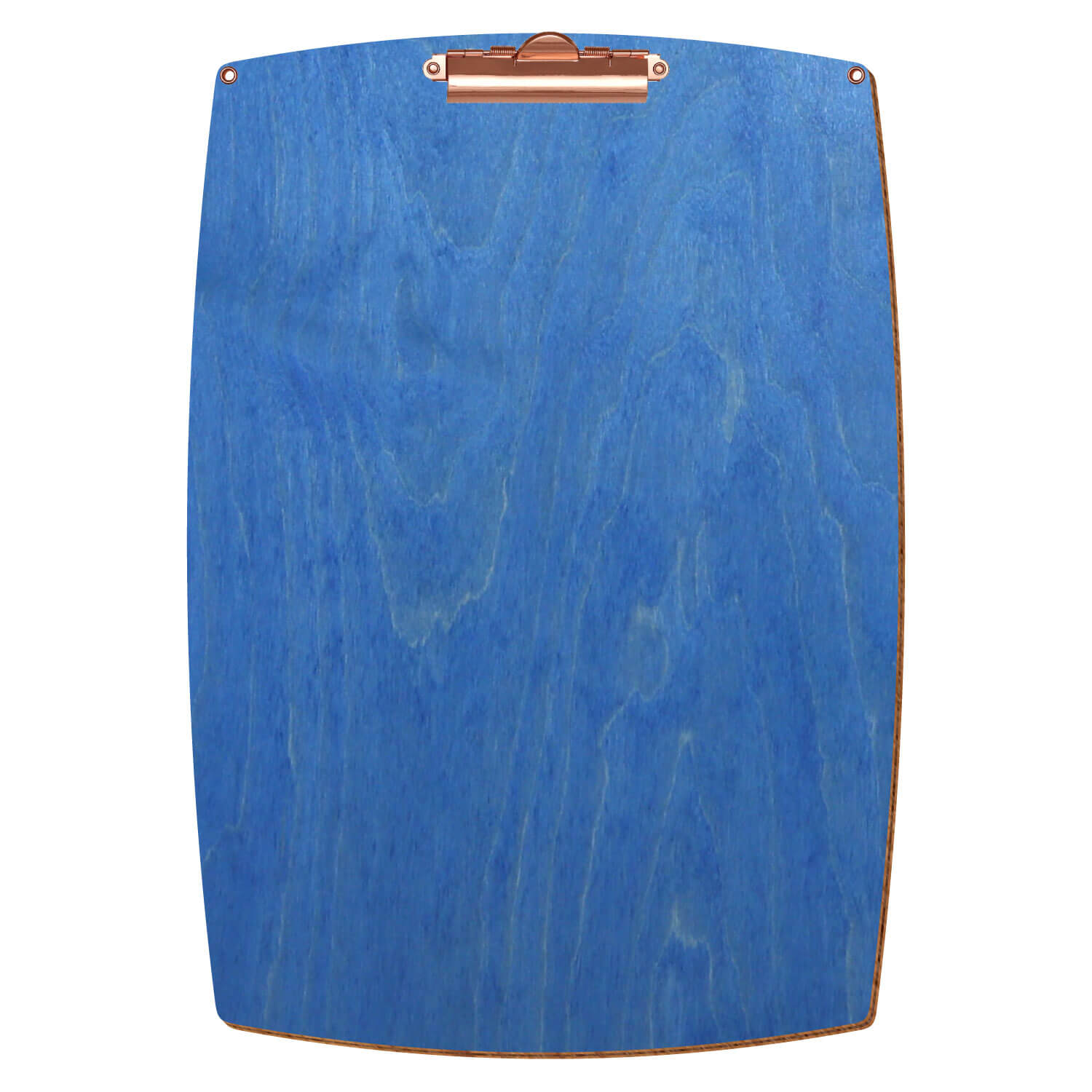 Bütic Holz-Klemmbrett konvex Kornblumenblau mit Aufhängeösen in A3 hochkant mit roségoldener Zahnklemme