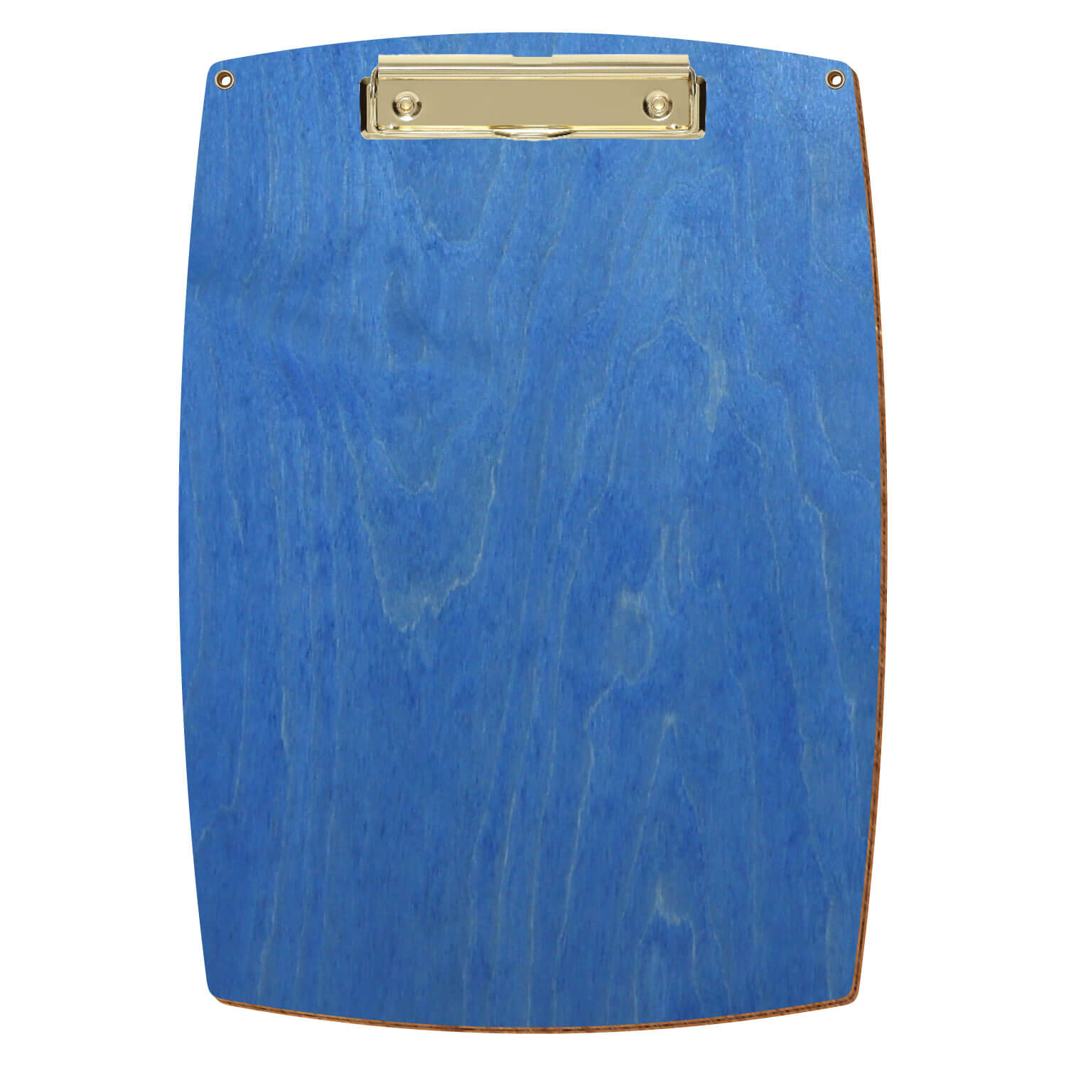 Bütic Holz-Klemmbrett konvex Kornblumenblau mit Aufhängeösen in A4 hochkant mit goldener Bügelklemme