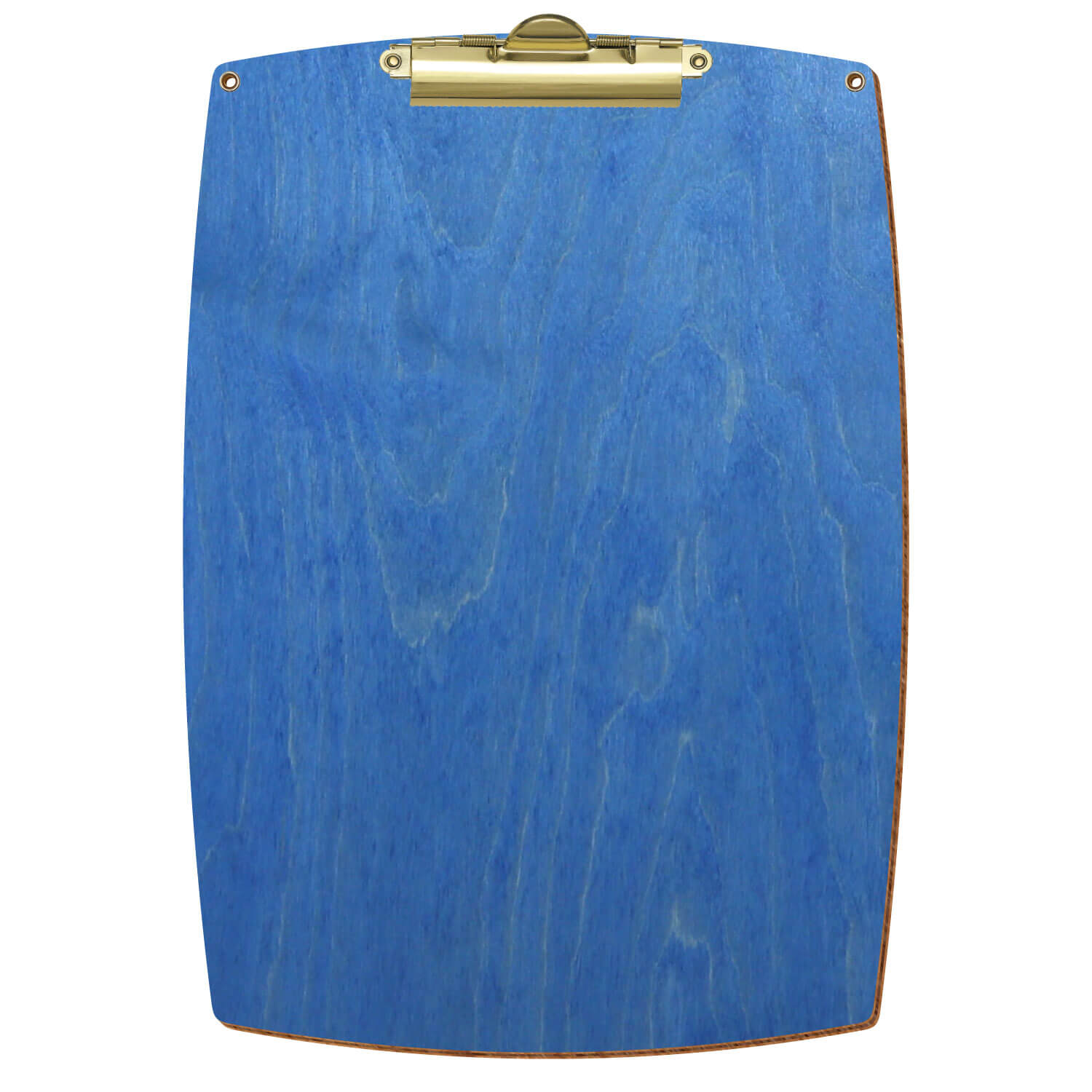 Bütic Holz-Klemmbrett konvex Kornblumenblau mit Aufhängeösen in A4 hochkant mit goldener Zahnklemme