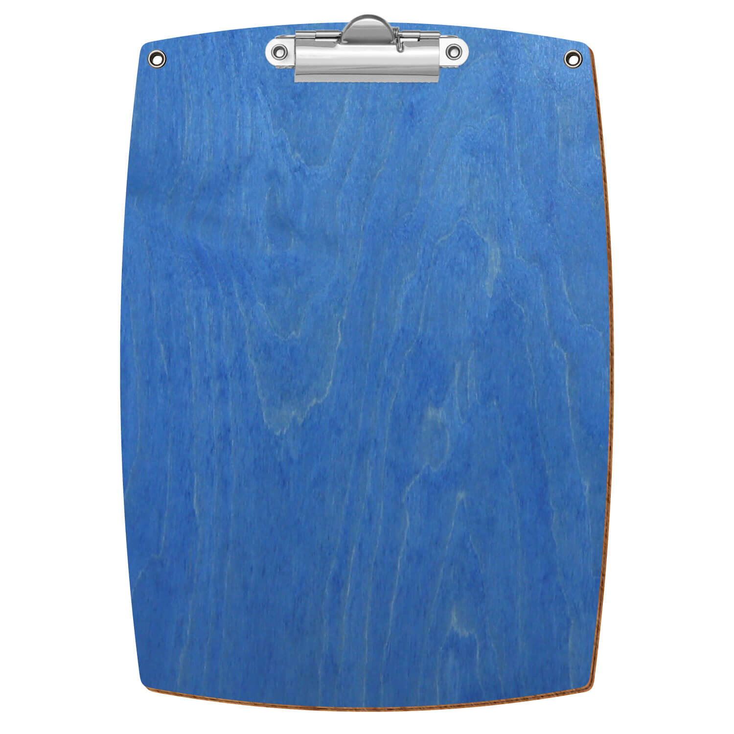 Bütic Holz-Klemmbrett konvex Kornblumenblau mit Aufhängeösen in A5 hochkant mit silberner Zahnklemme