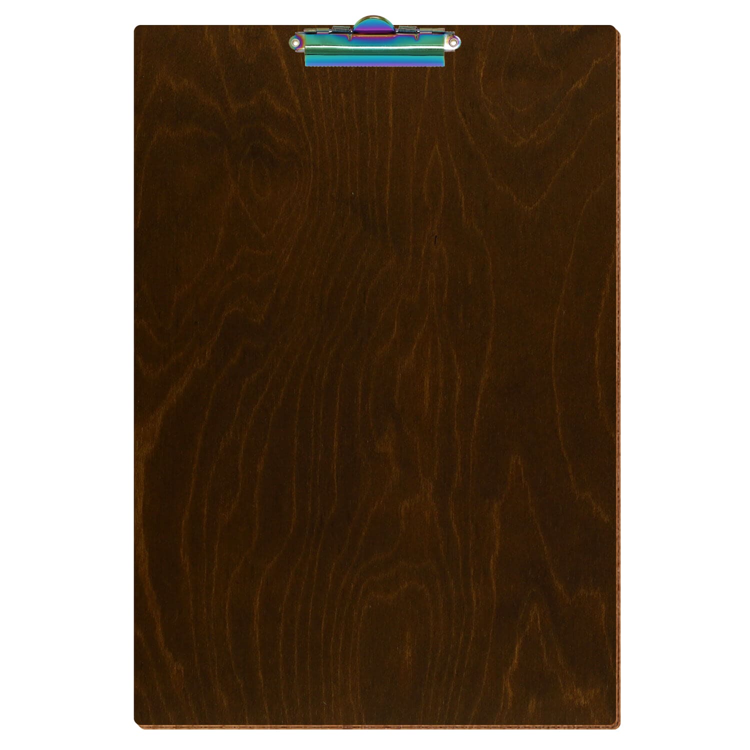 Klemmbrett Standardform Eiche dunkel A3 hochkant Zahnklemme Regenbogen