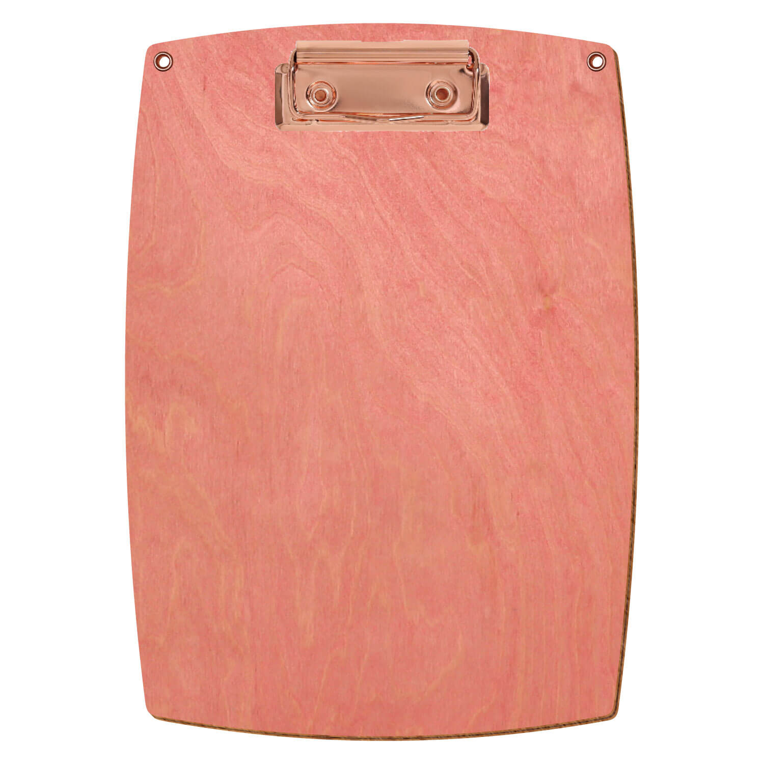 Bütic Holz-Klemmbrett konvex Rosa mit Aufhängeösen in A5 hochkant mit roségoldener Bügelklemme