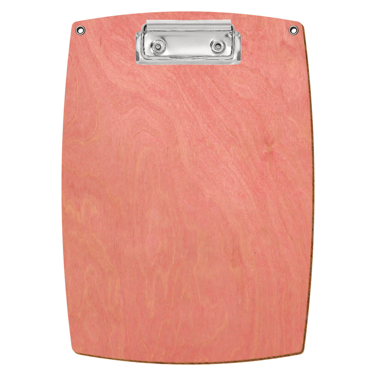 Bütic Holz-Klemmbrett konvex Rosa mit Aufhängeösen in A5 hochkant mit silberner Bügelklemme