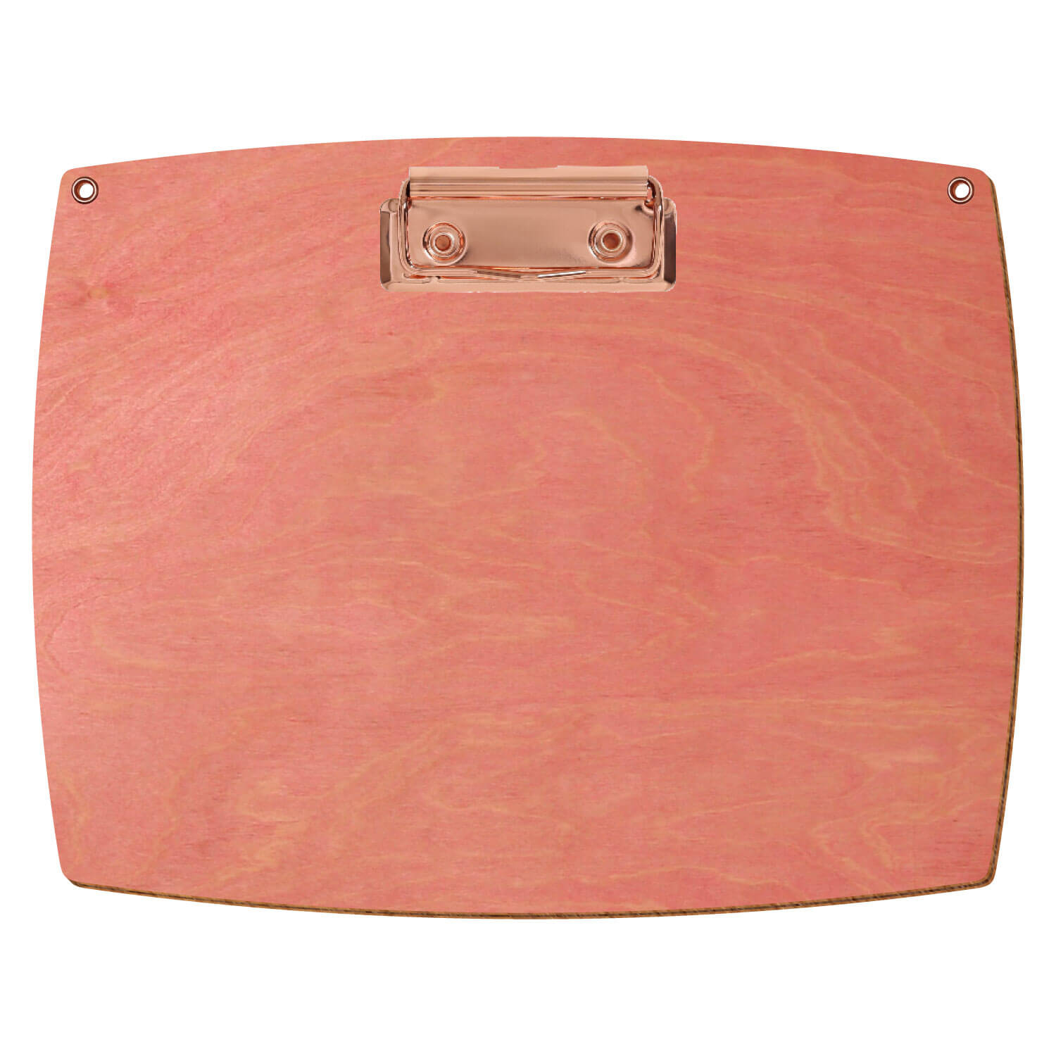 Bütic Holz-Klemmbrett konvex Rosa mit Aufhängeösen in A5 querkant mit roségoldener Bügelklemme