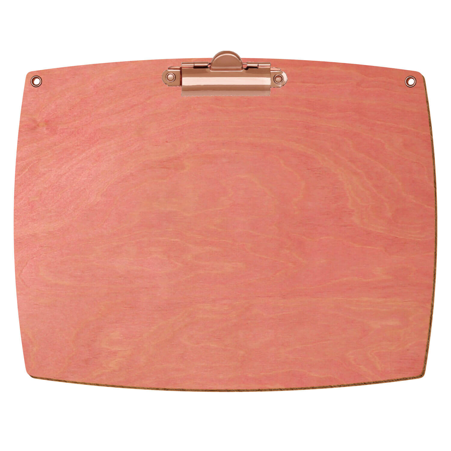 Bütic Holz-Klemmbrett konvex Rosa mit Aufhängeösen in A5 querkant mit roségoldener Zahnklemme