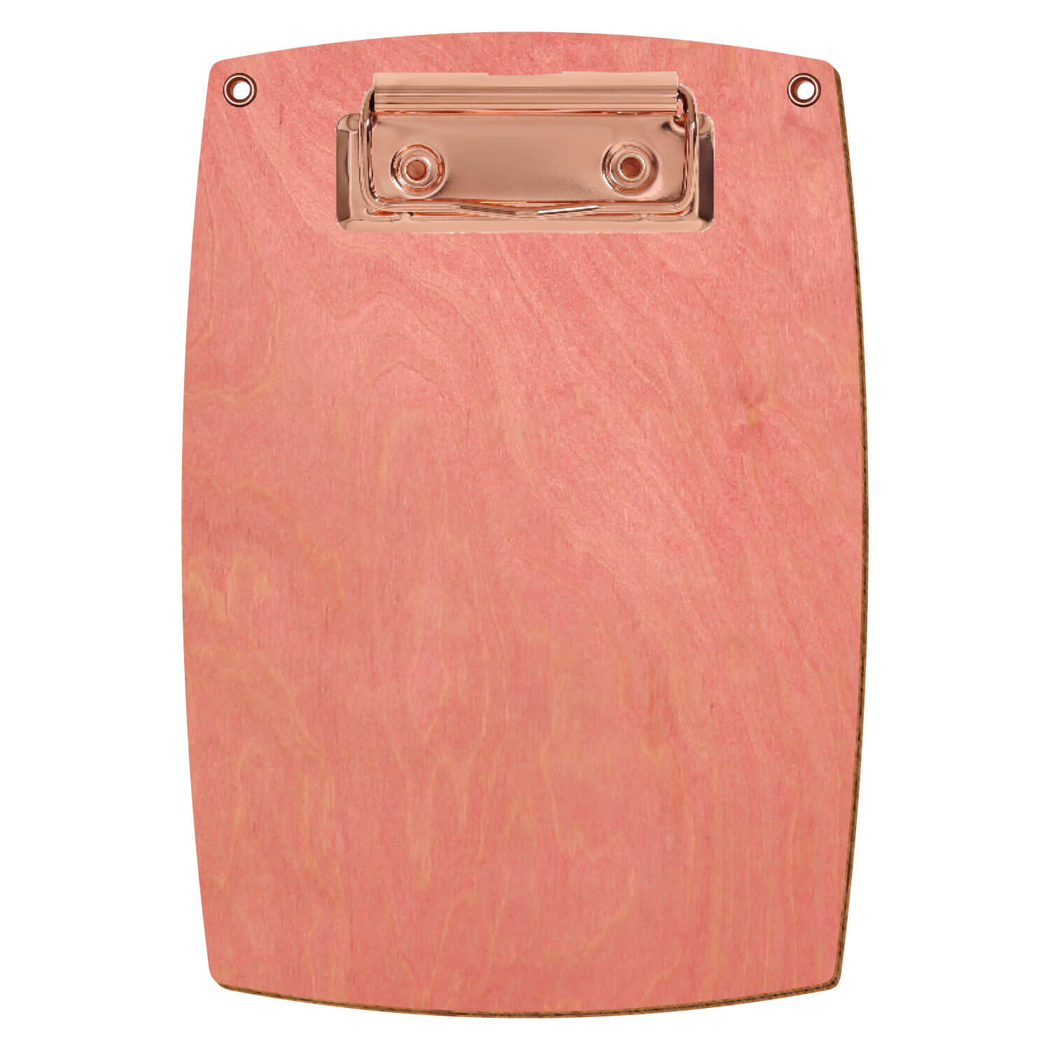 Bütic Holz-Klemmbrett konvex Rosa mit Aufhängeösen in A6 hochkant mit roségoldener Bügelklemme