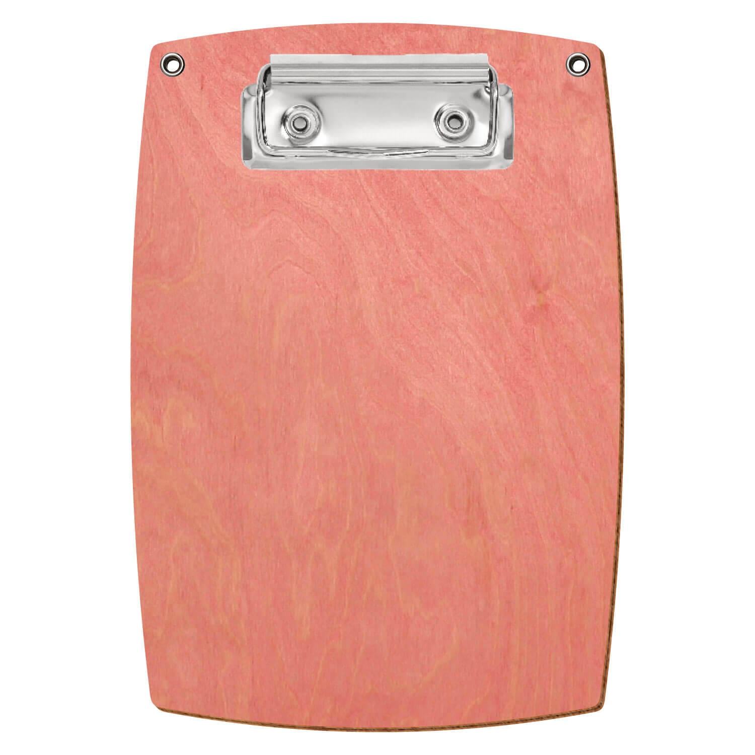 Bütic Holz-Klemmbrett konvex Rosa mit Aufhängeösen in A6 hochkant mit silberner Bügelklemme