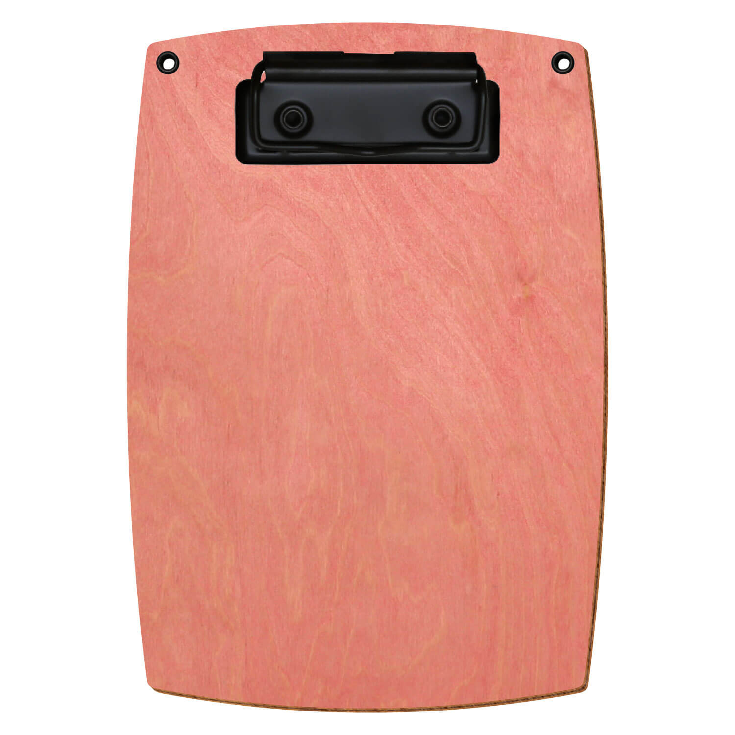 Bütic Holz-Klemmbrett konvex Rosa mit Aufhängeösen in A6 hochkant mit schwarzer Bügelklemme